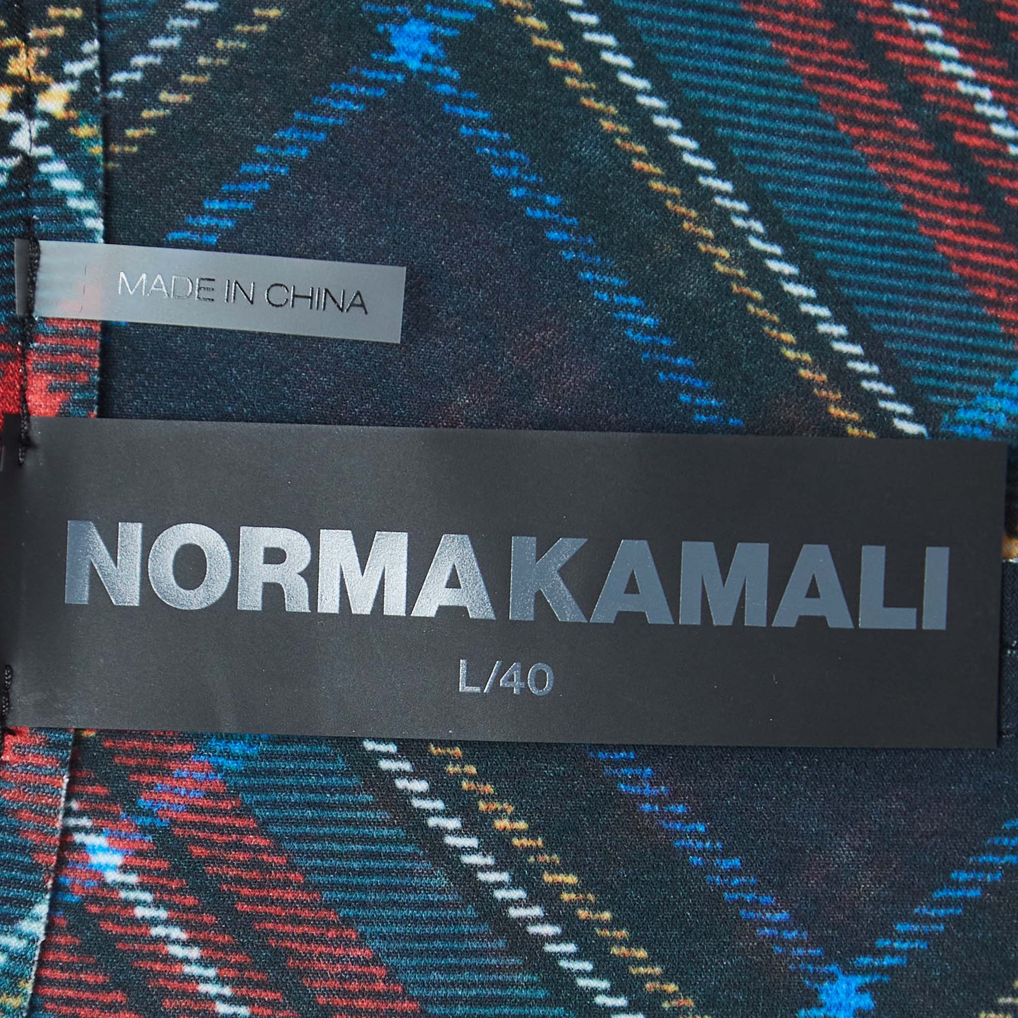 Norma Kamali Multicolor Plaid Jersey Peplum Jacket L