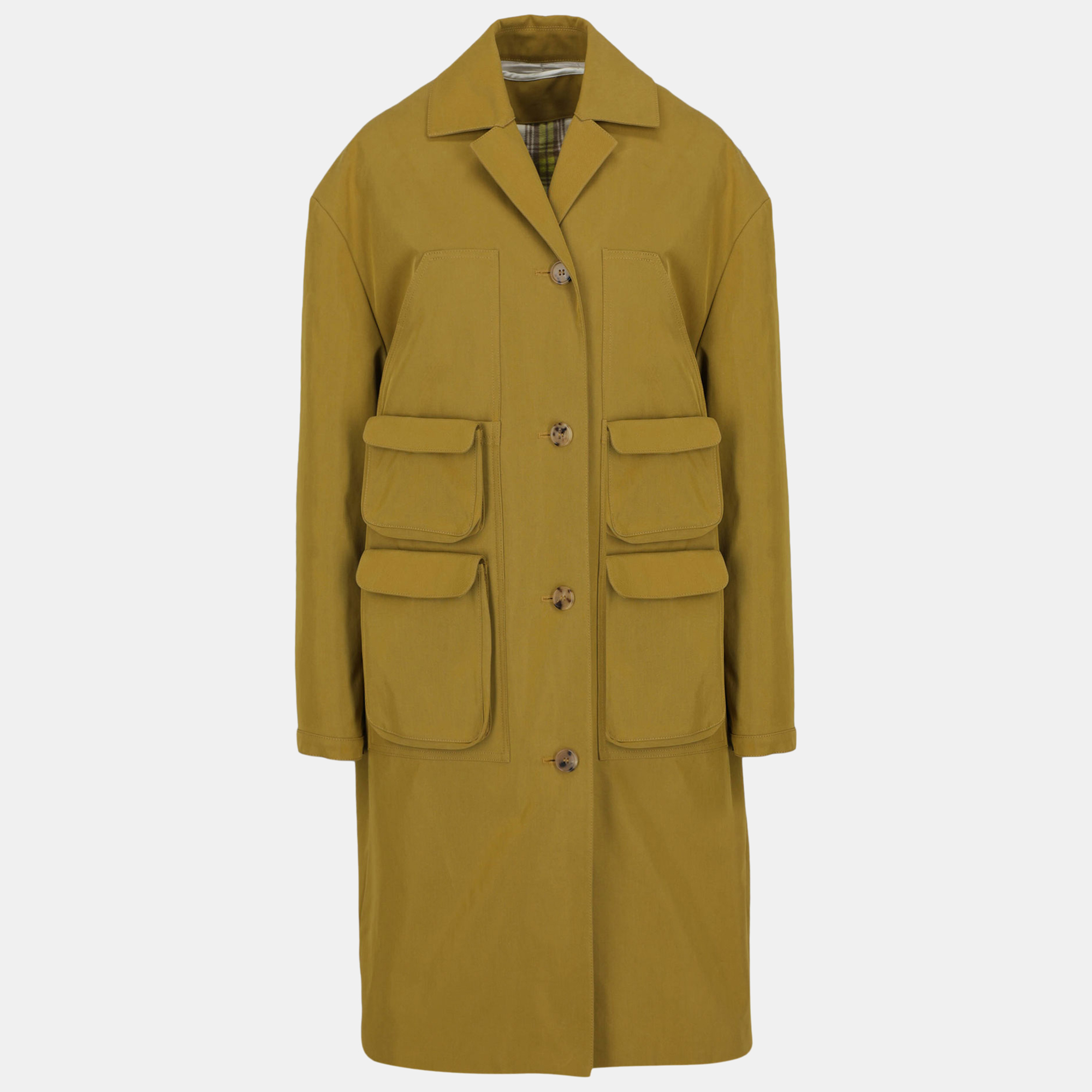 Off-White Women's Cotton Single Breasted Coat - Yellow - S