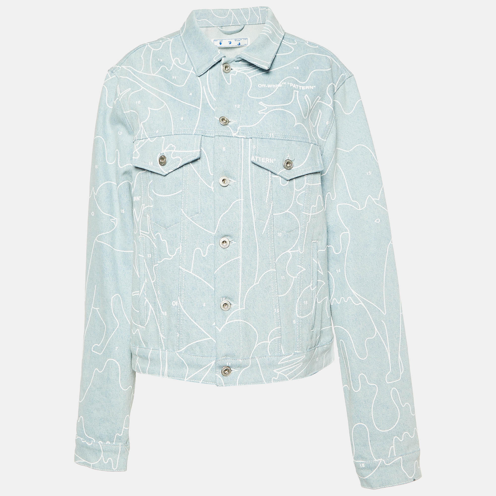 Off-white blue printed denim jacket l