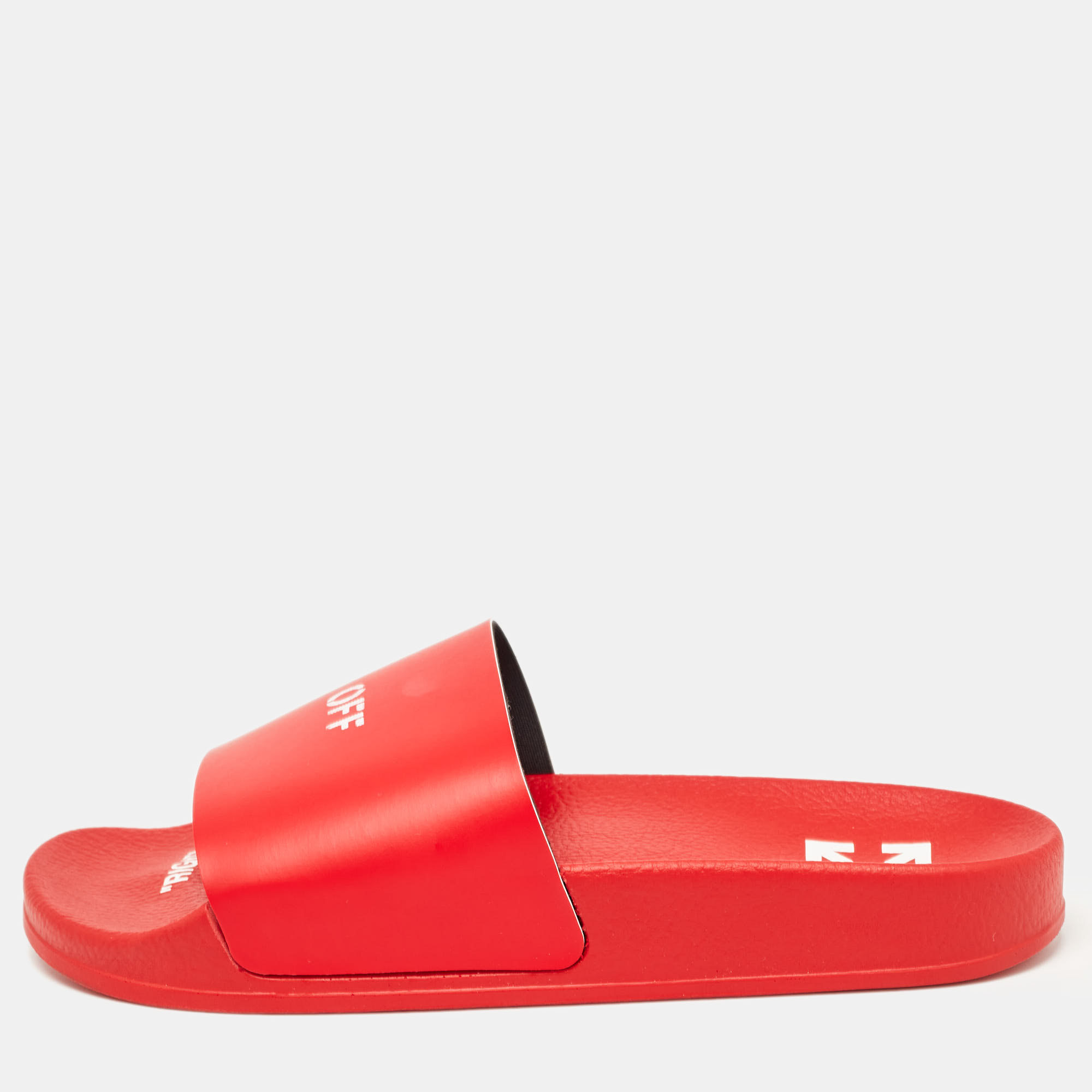 Off-white red leather pool  slides size 39