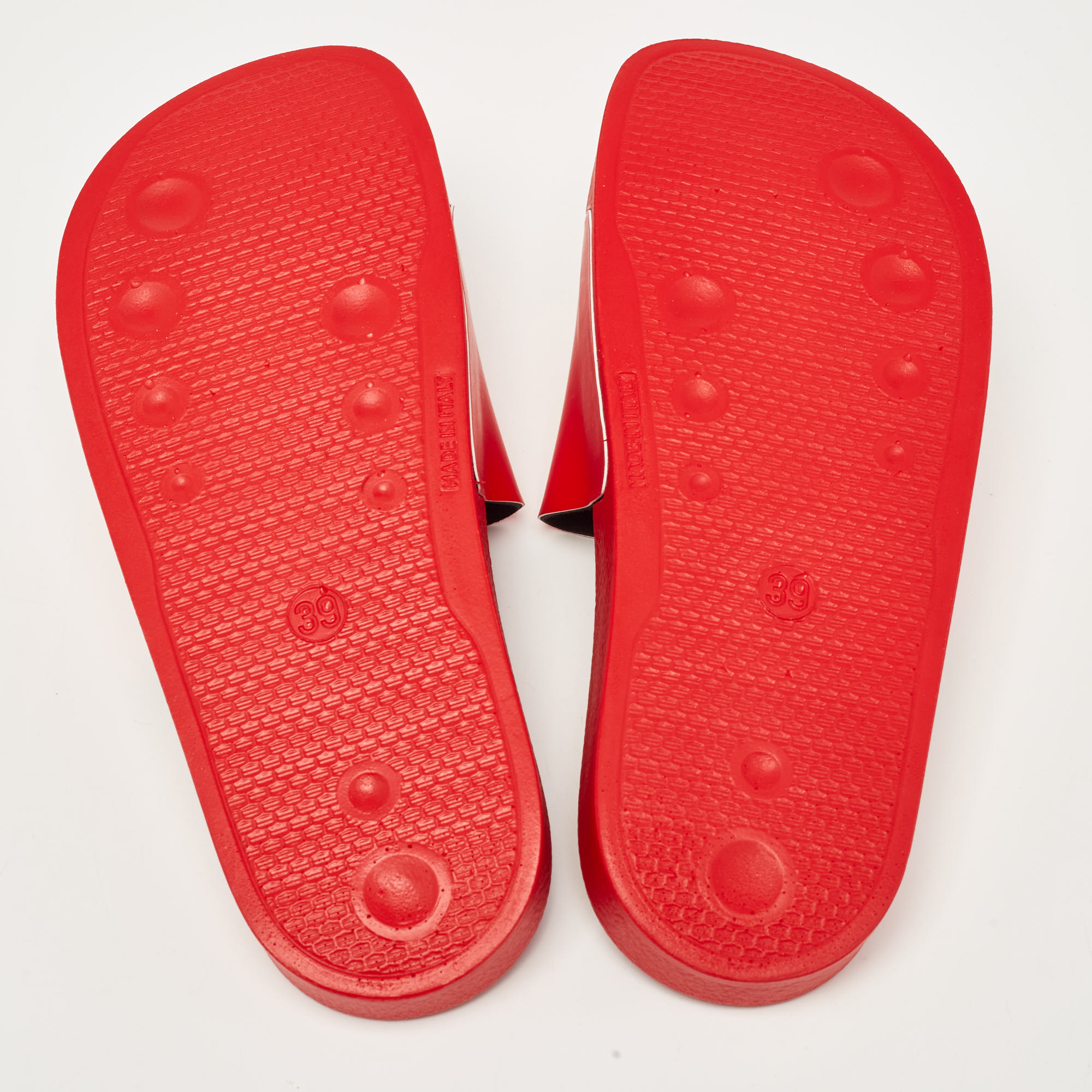 Off-White Red Leather Pool  Slides Size 39