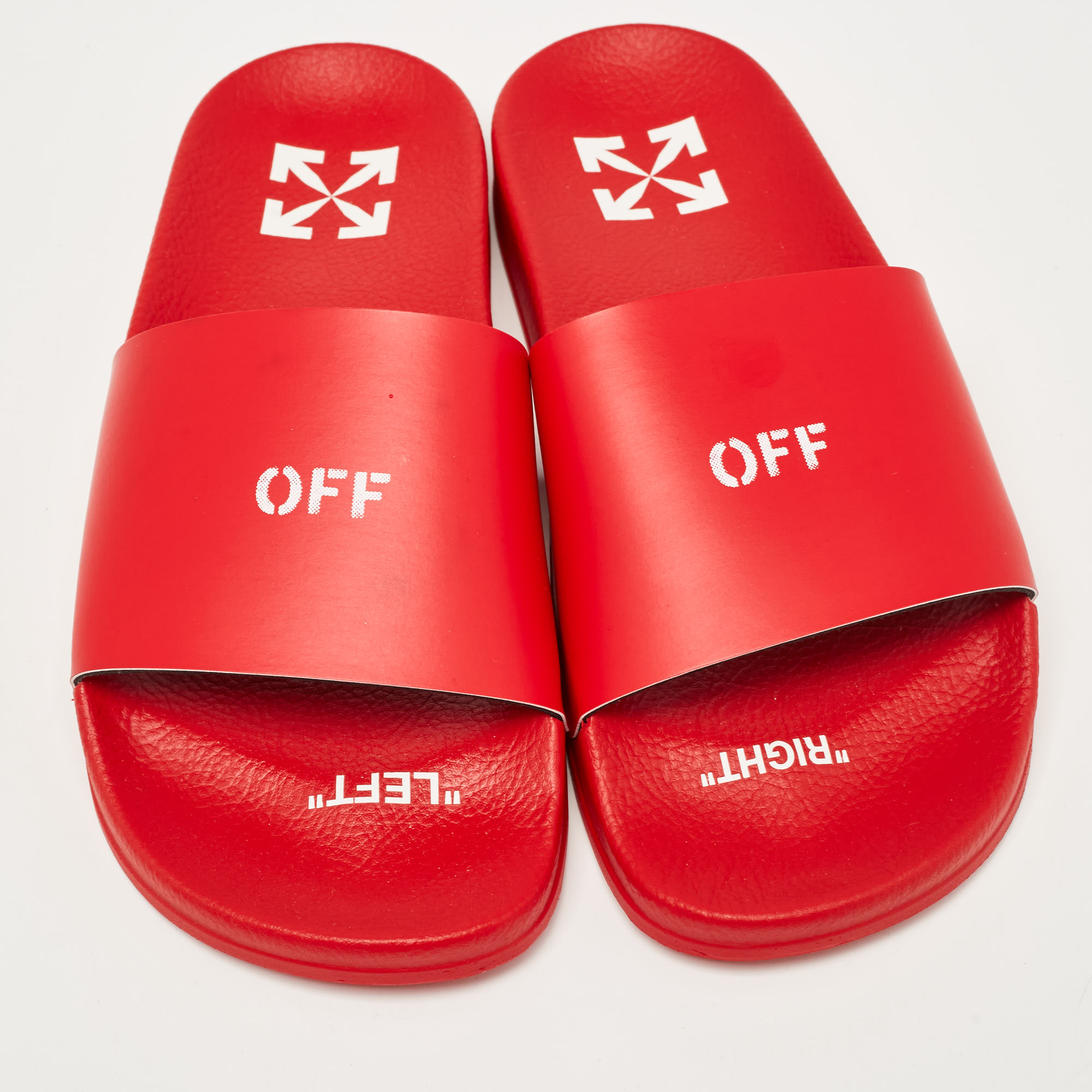 Off-White Red Leather Pool  Slides Size 39