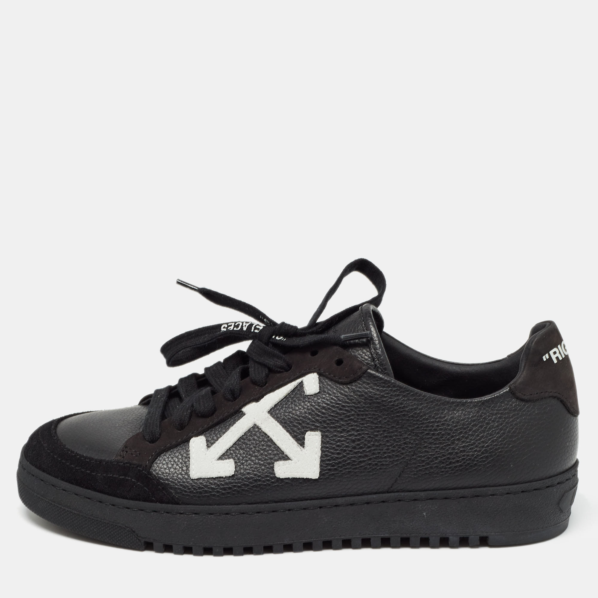 Off-white black leather carryover sneakers size 38
