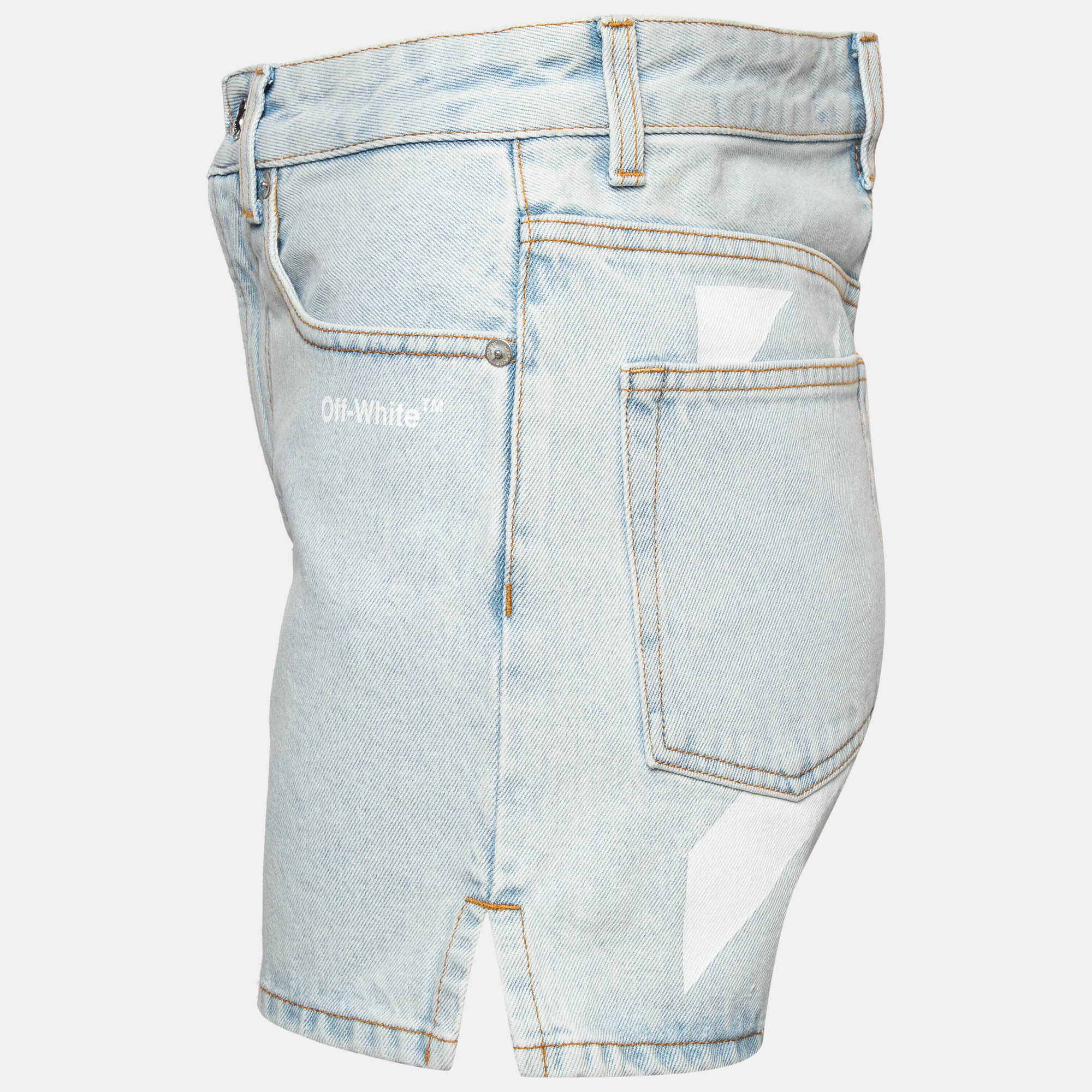 Off-White Blue Denim Diag Straight Shorts S