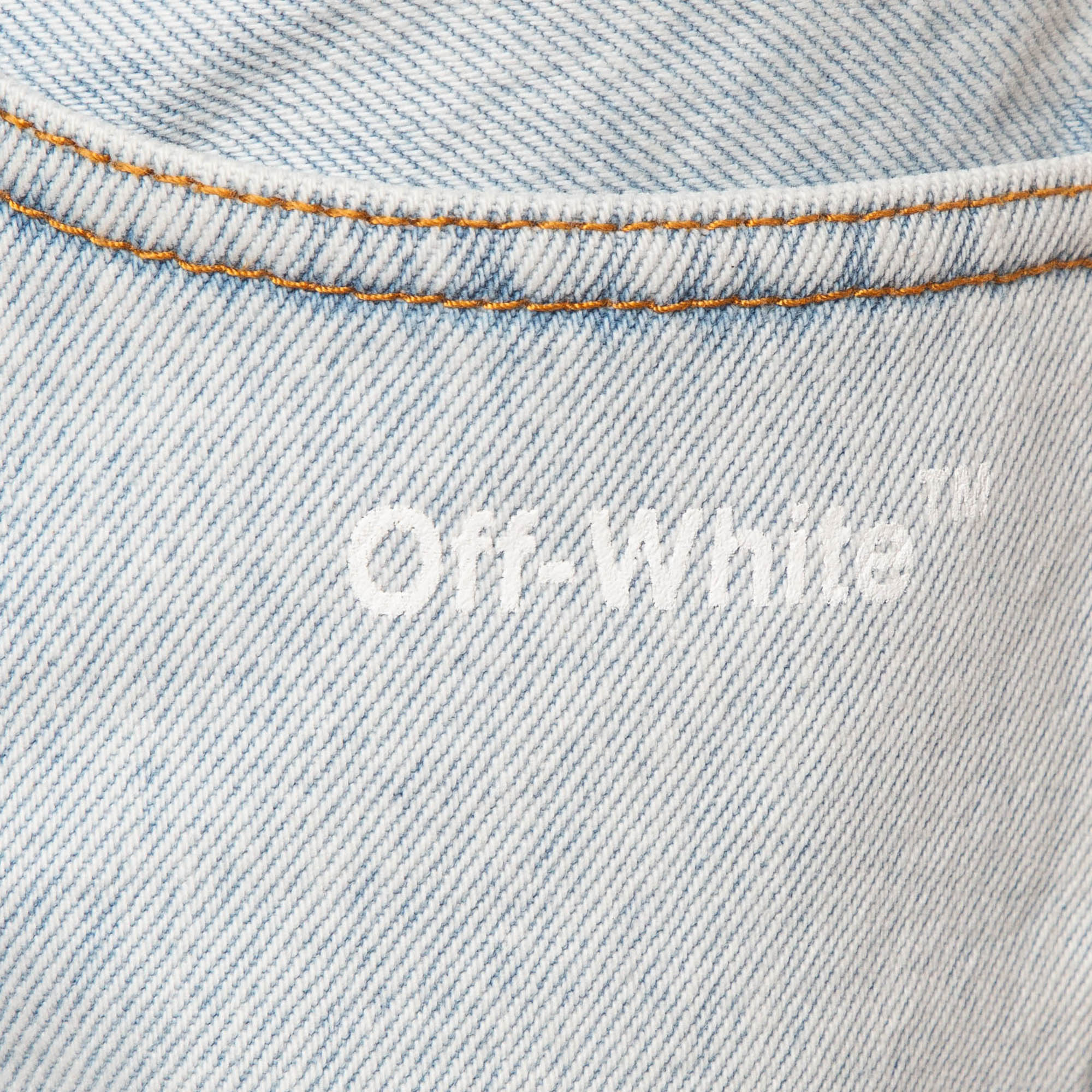 Off-White Blue Denim Diag Straight Shorts S