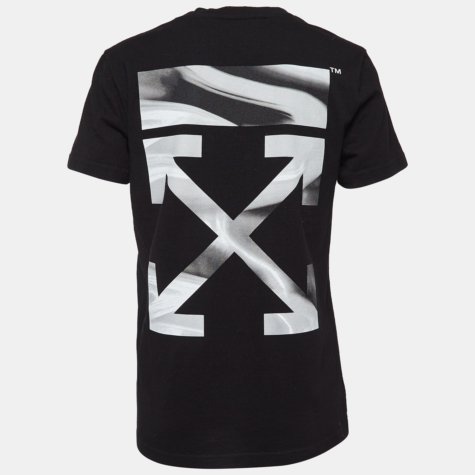 Off-White Black Liquid Melt Arrow Logo Cotton T-Shirt S