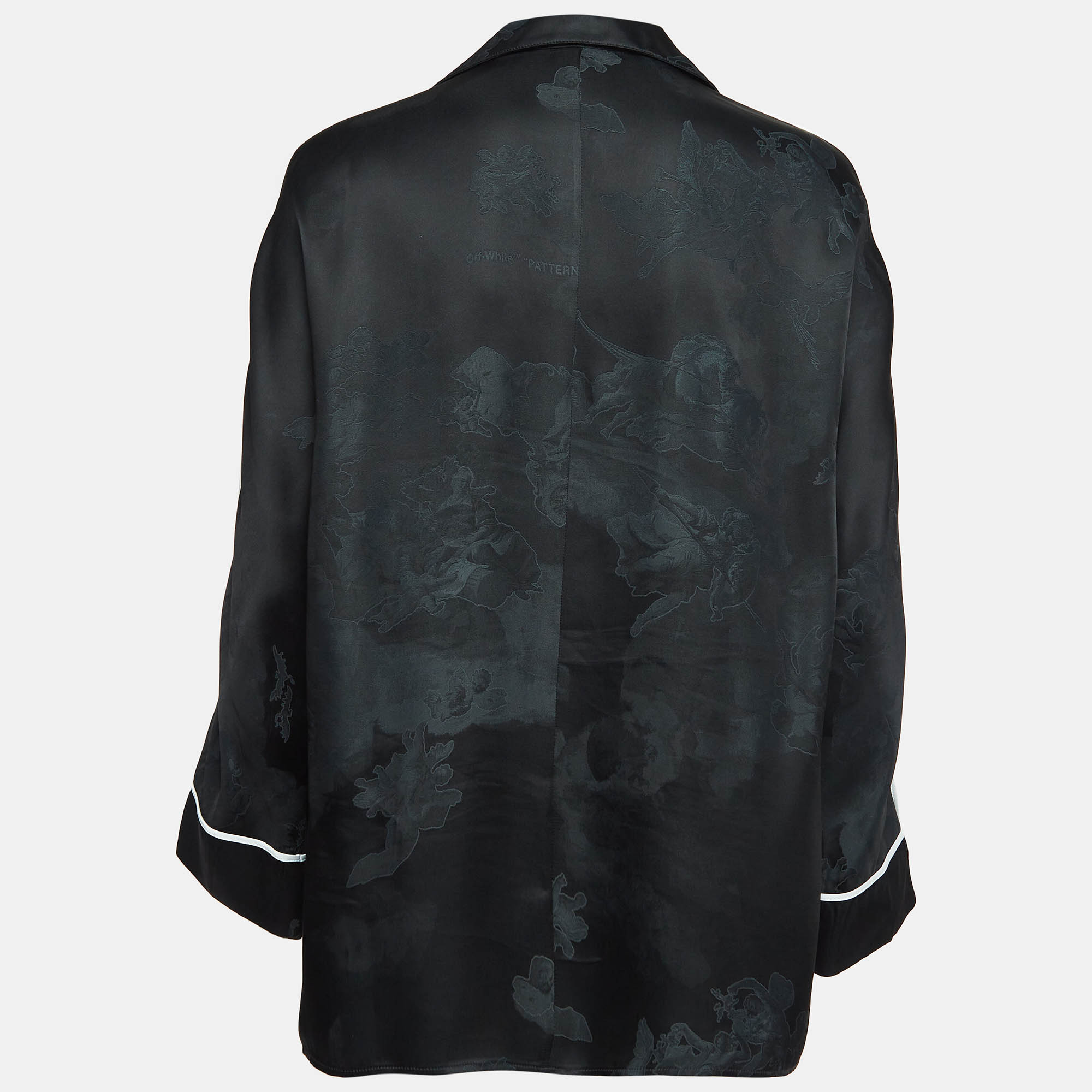 Off-White Seasonal Black Satin Jacquard Shirt M