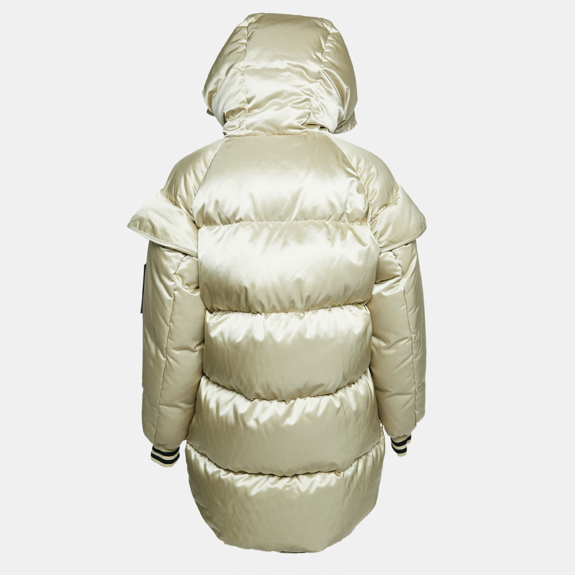 Off-White Cream Synthetic Quilted Down Puffer Jacket S