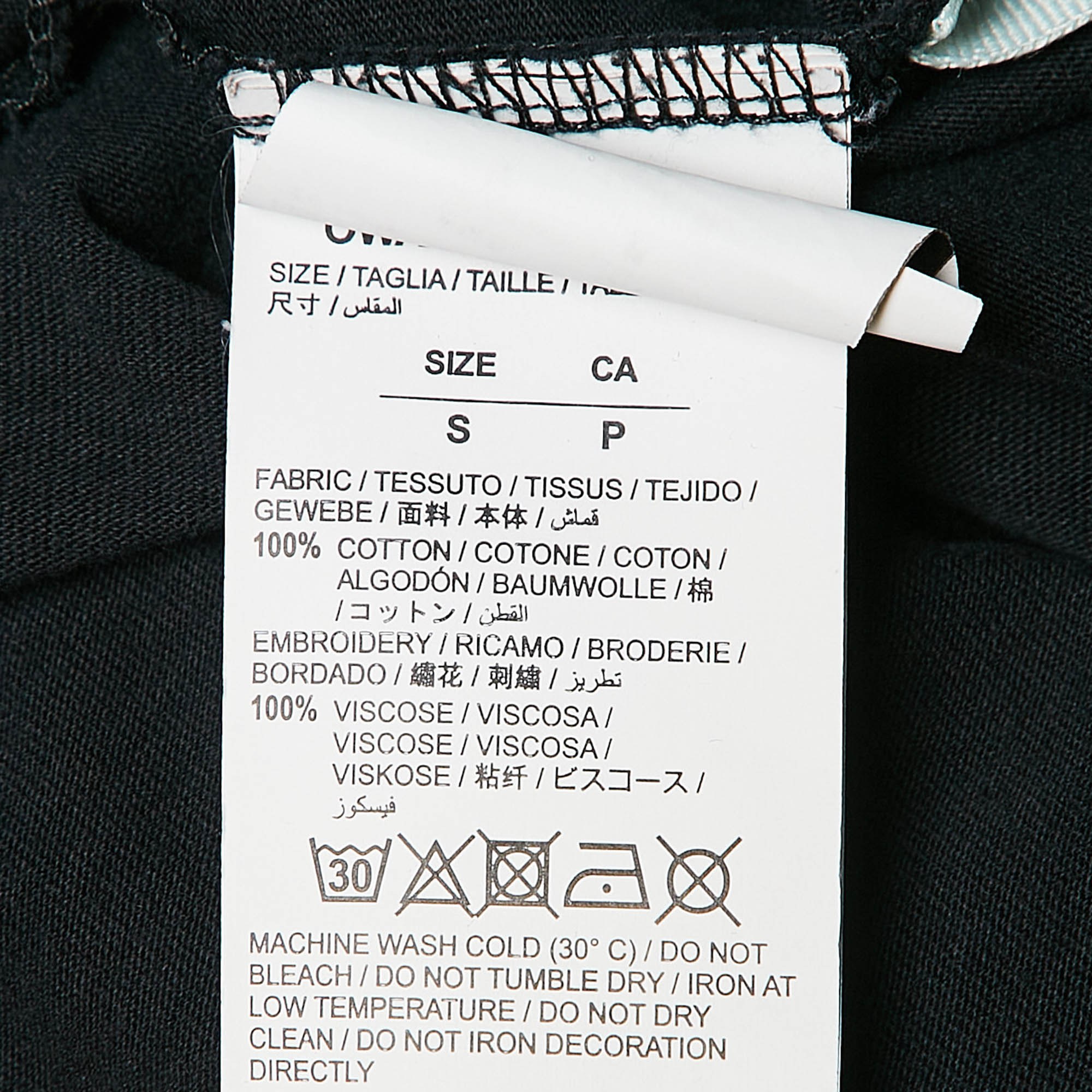 Off-White Black Logo Embroidered Jersey Crew Neck T-Shirt S