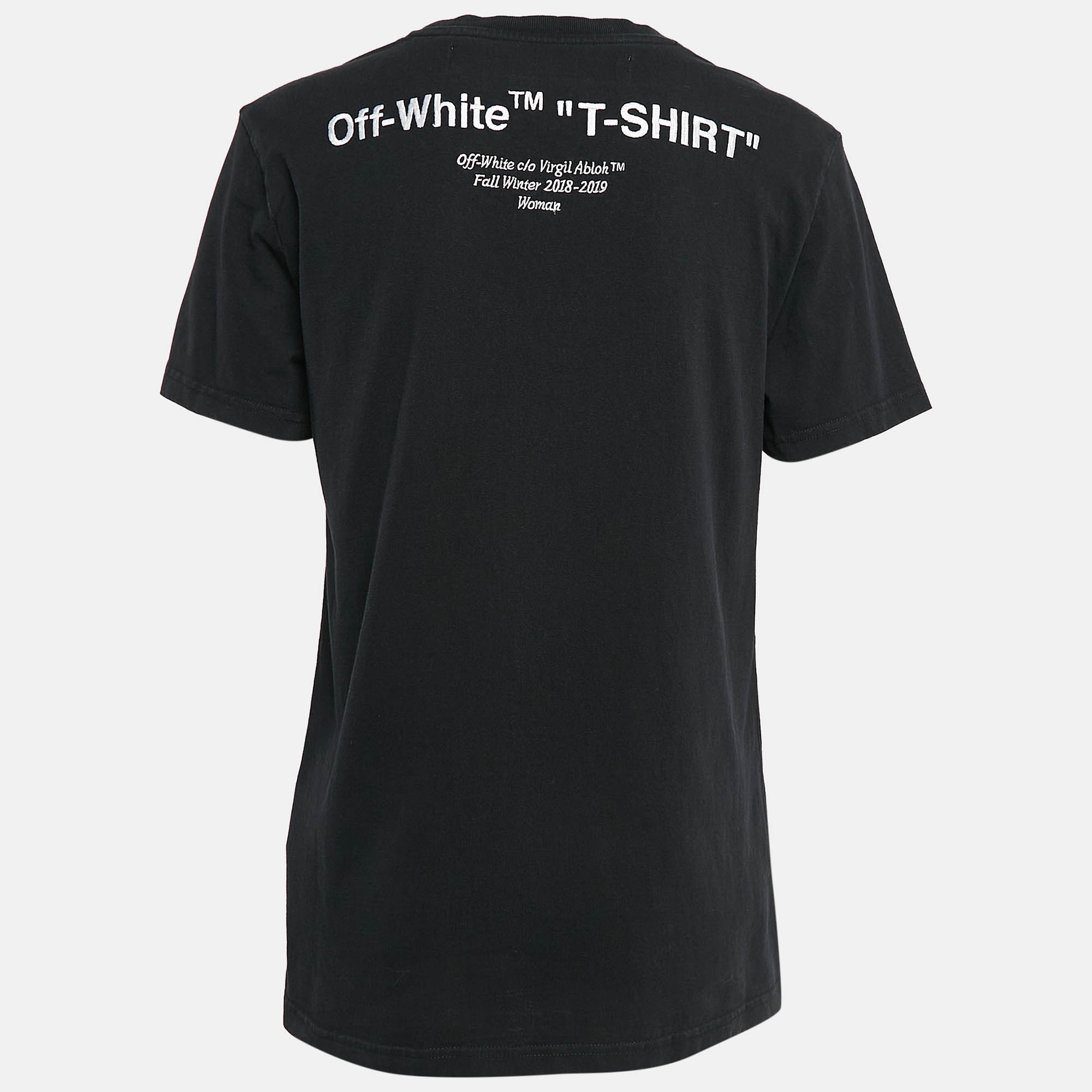 Off-White Black Logo Embroidered Jersey Crew Neck T-Shirt S