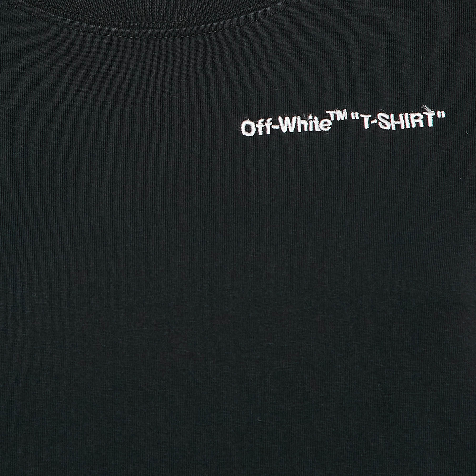 Off-White Black Logo Embroidered Jersey Crew Neck T-Shirt S