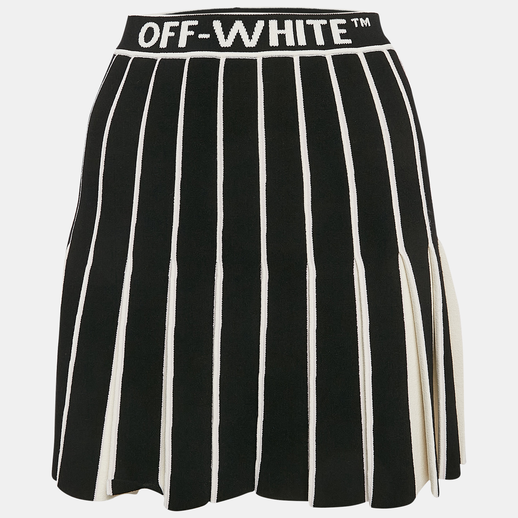 Off-White Black/White Knit Pleated Mini Skirt XS