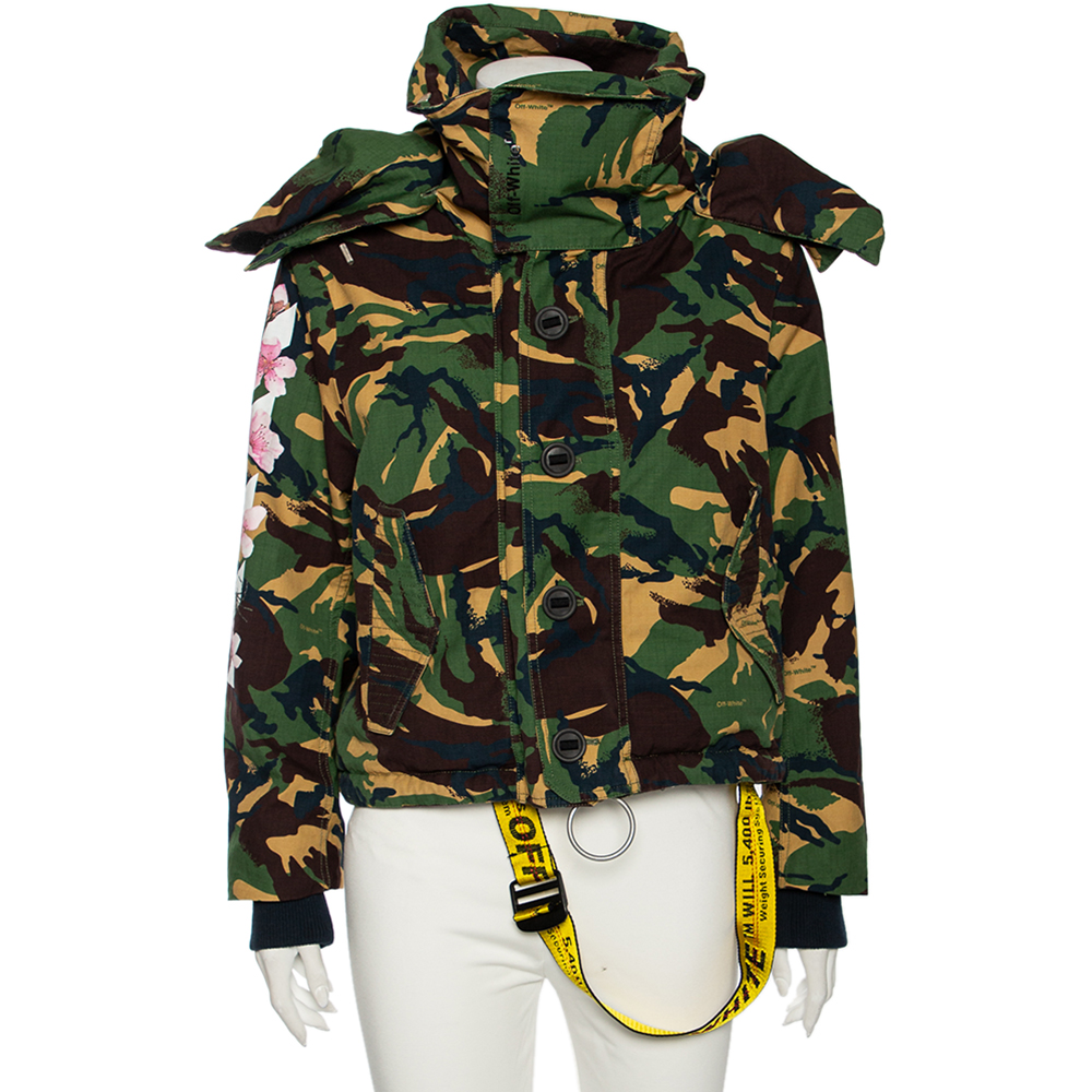 Off-White Camouflage Cotton All Over Mmrrone Diag Parka Jacket M