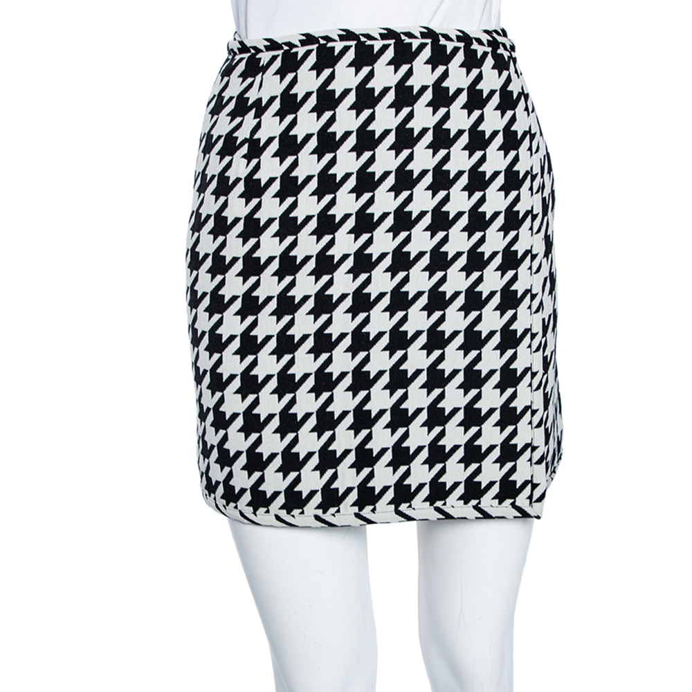 Off-white monochrome houndstooth print wool mini wrap skirt s