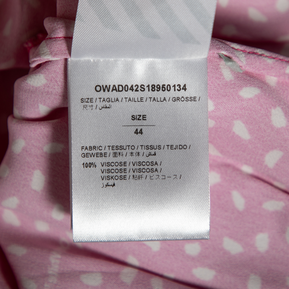 Off-White Pink Printed Satin Button Front Overlay Paneled Blouse M