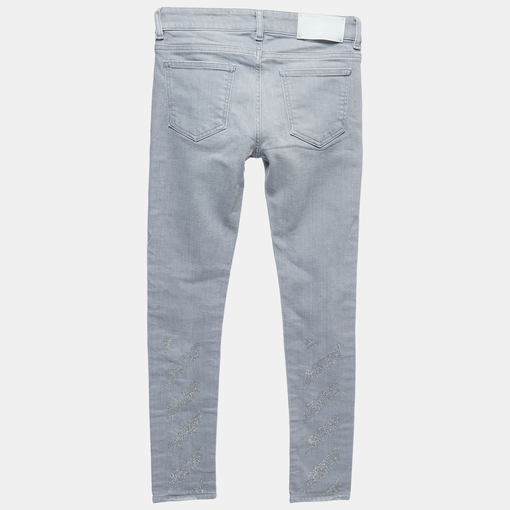 Off-White Grey Denim Skinny Jeans S Waist 26