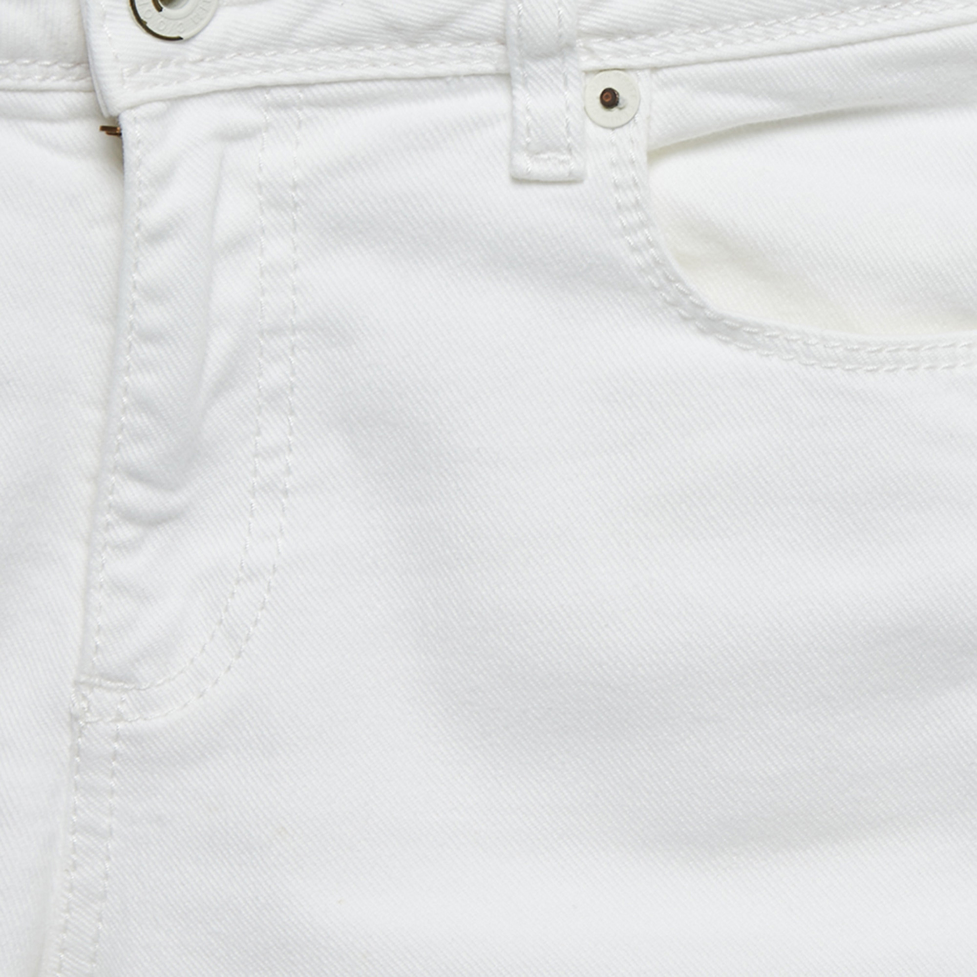 Off-White White Denim Logo Tape Detail Skinny Jeans S Waist 26