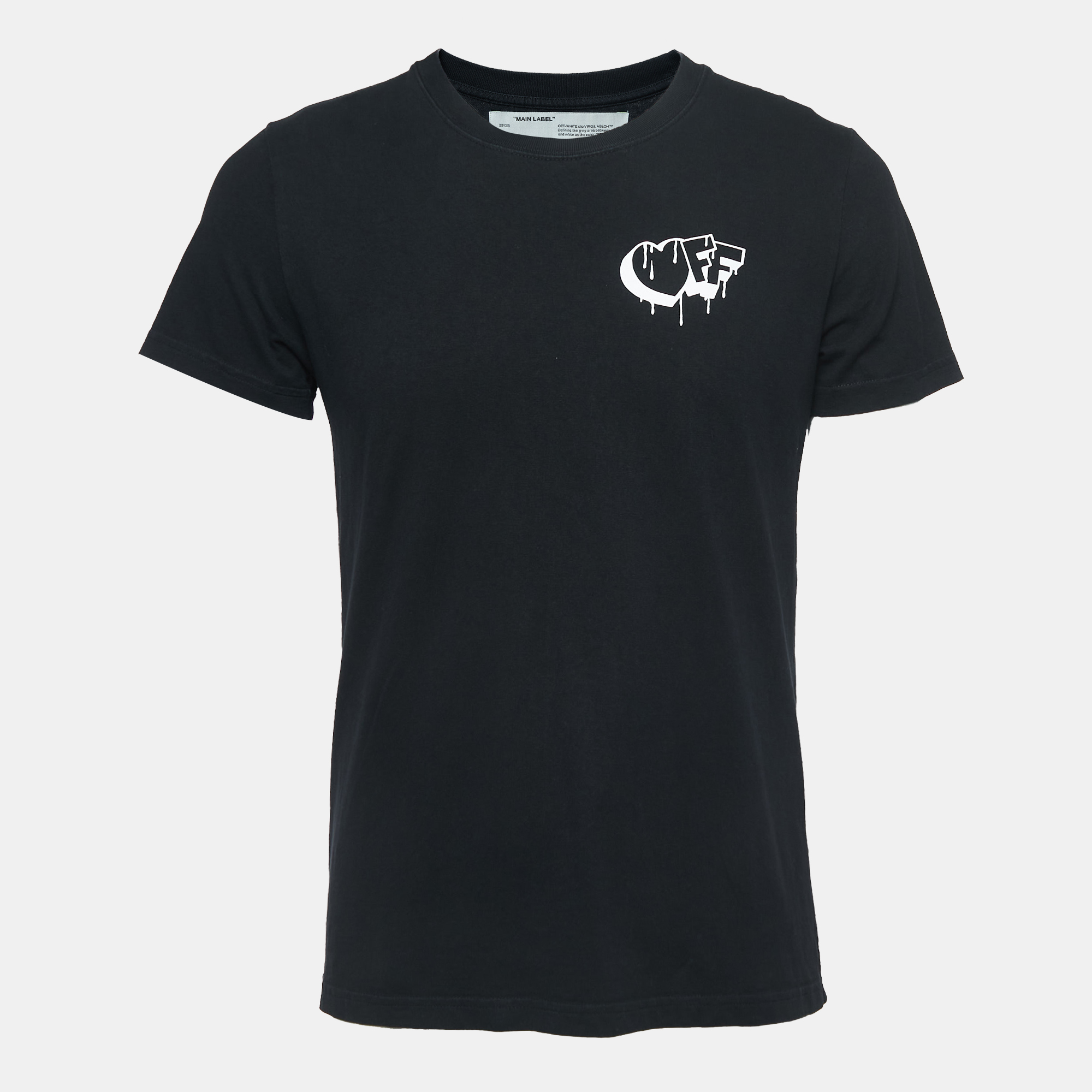 Off-White Black Logo Print Cotton Crew Neck Short Sleeve T-Shirt S