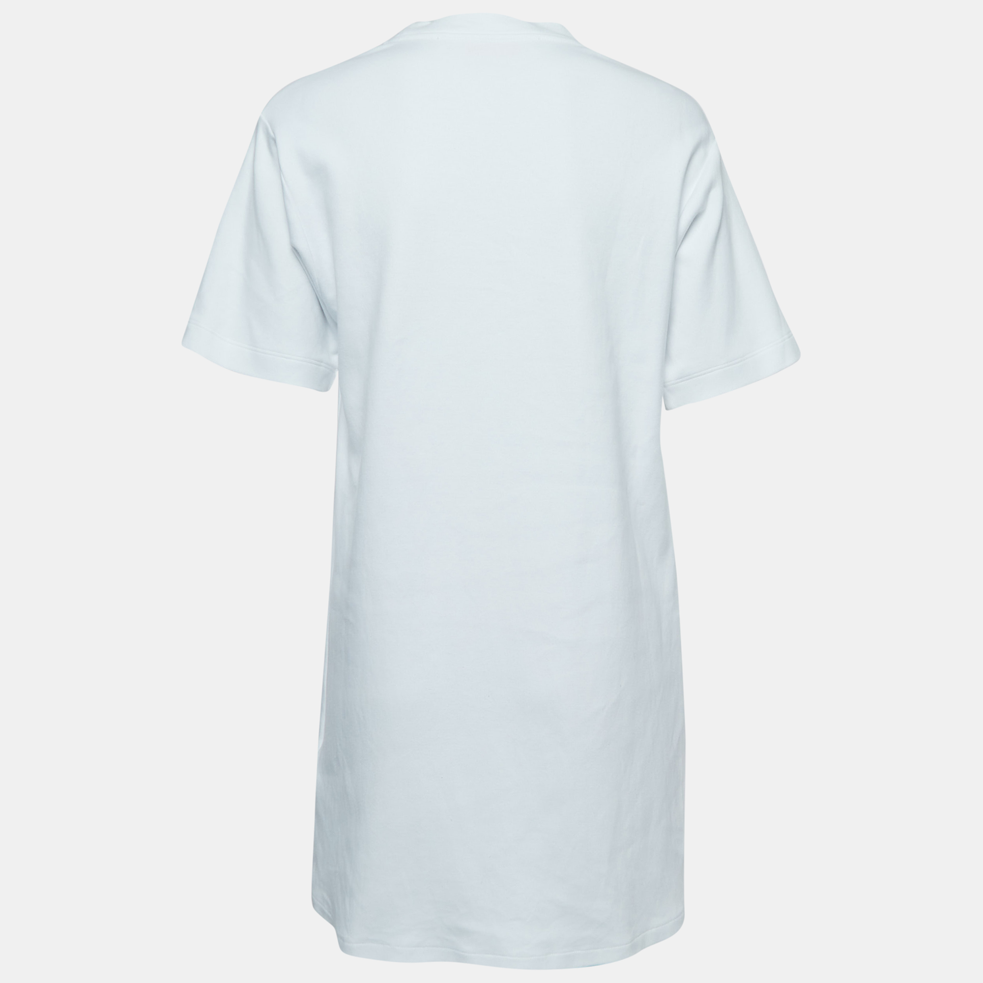 Off-White White Jersey Cotton T-Shirt Dress S