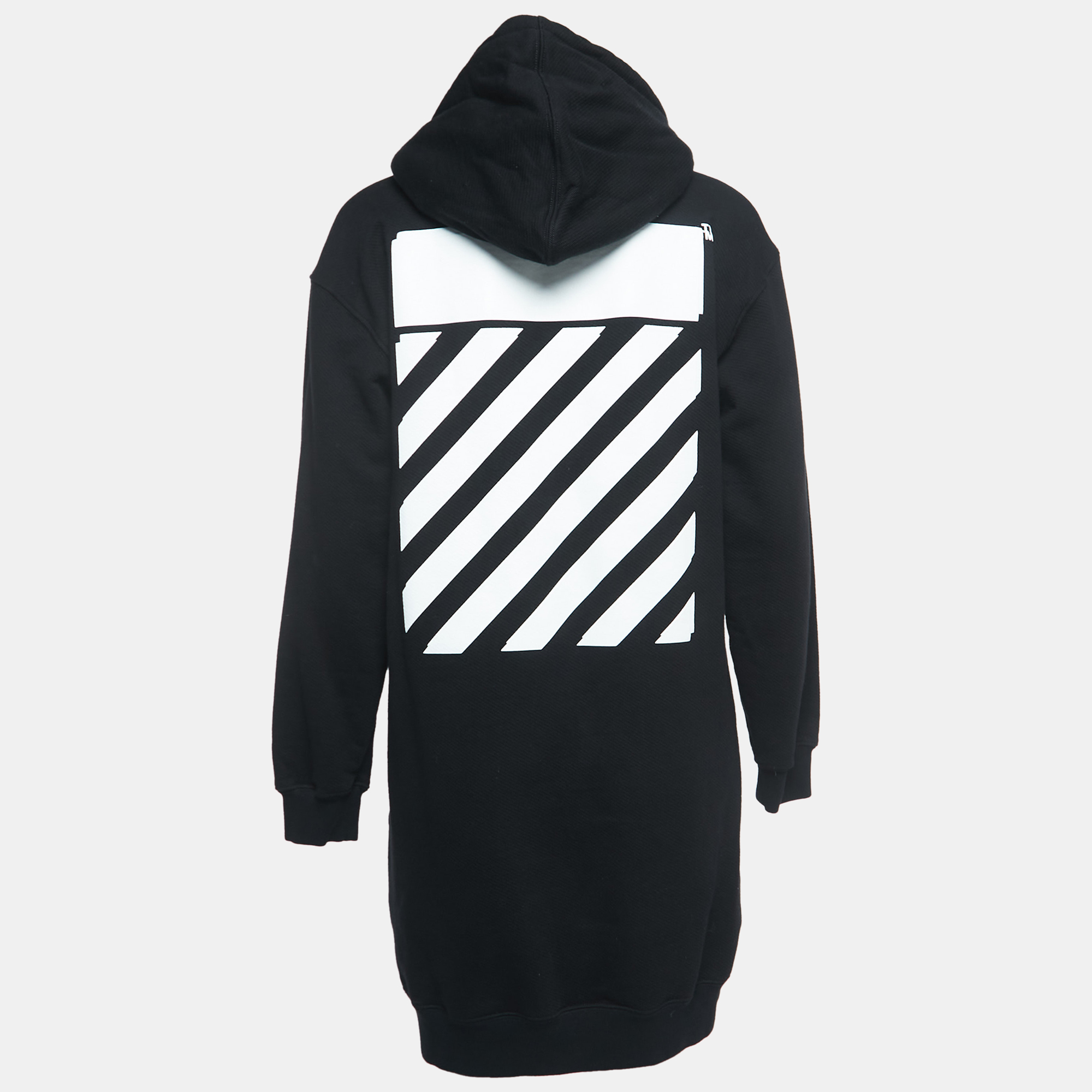 Off-White Black Jersey Cotton Hoodie Dress S