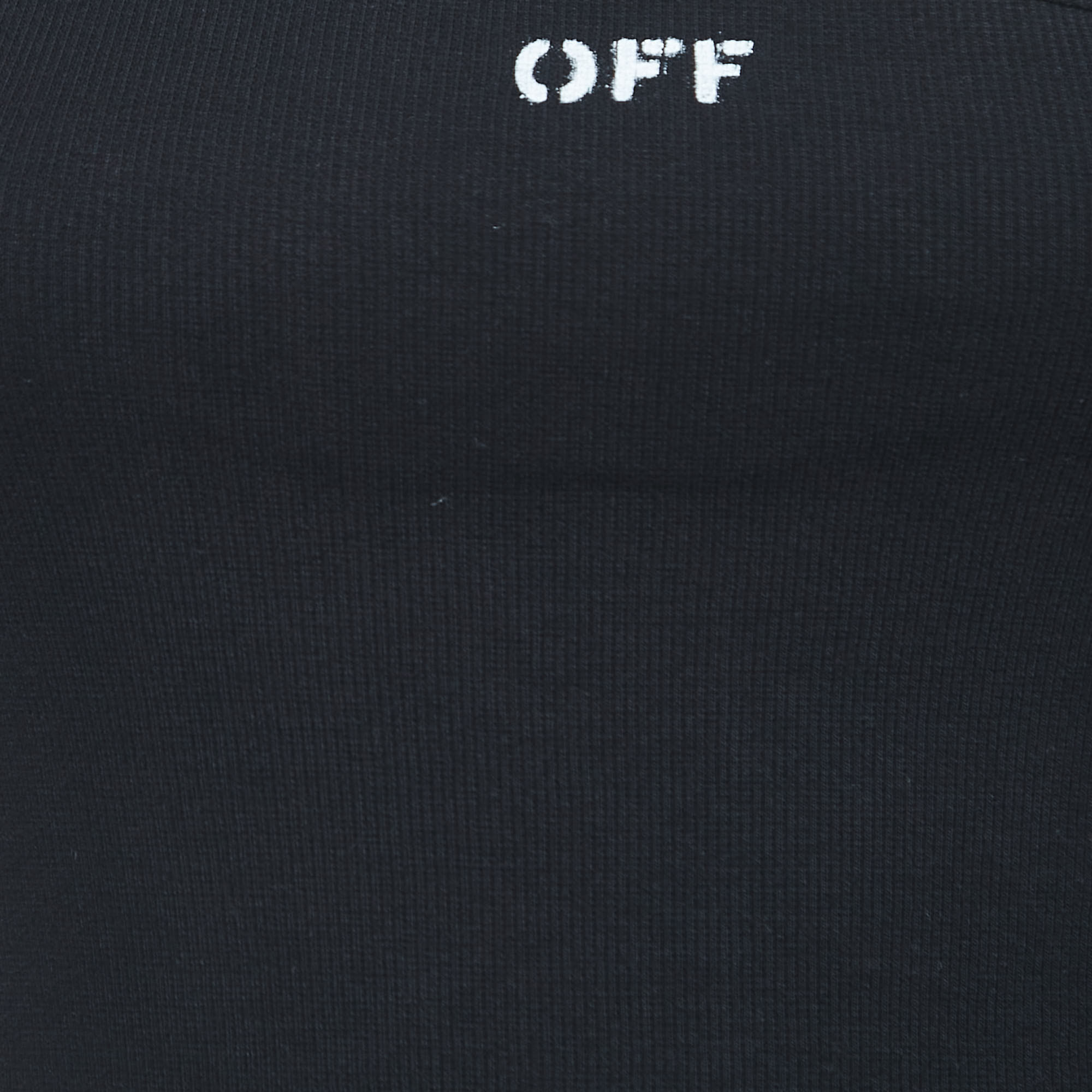 Off-White Black Logo Print Cotton Asymmetric Neck Vest Top XXS