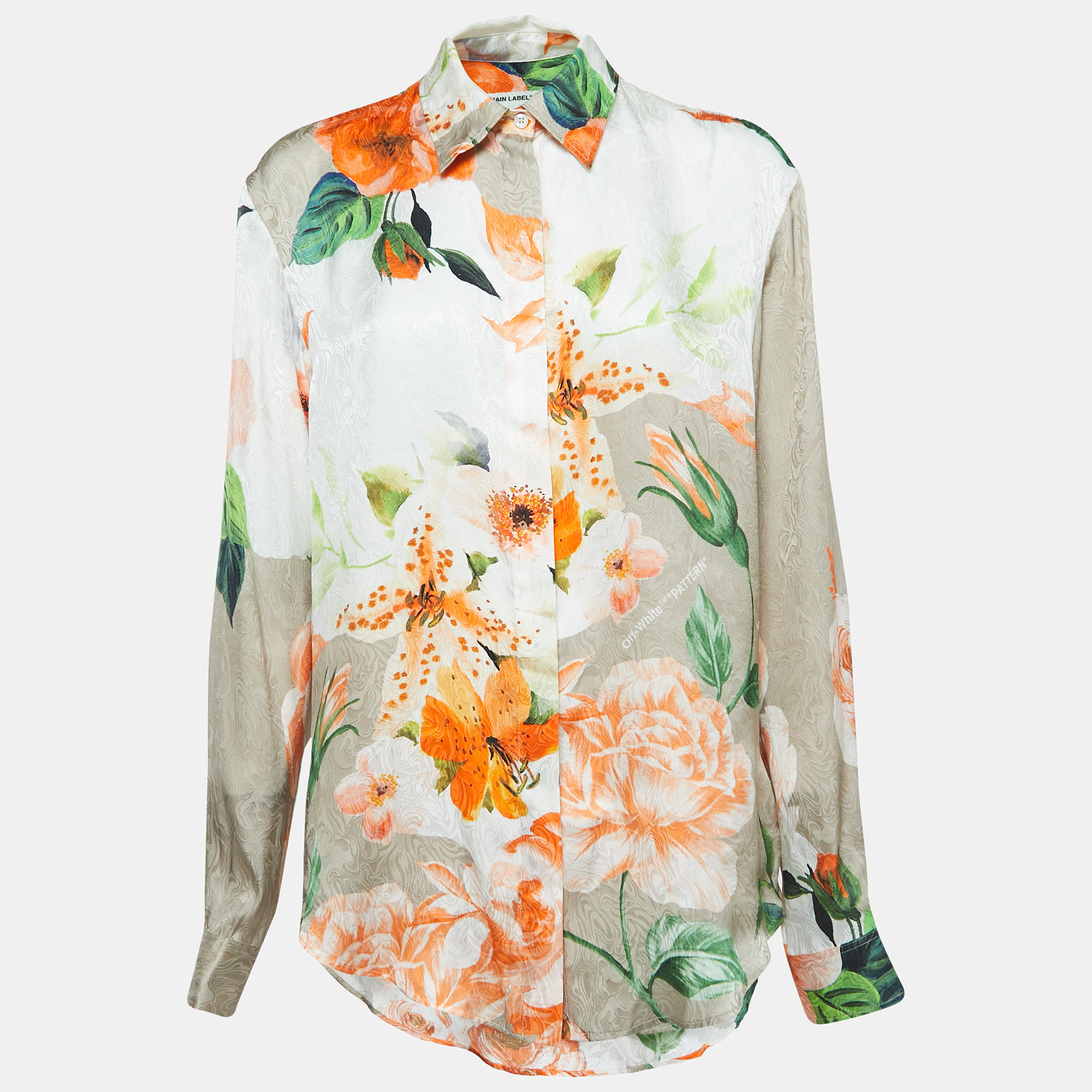 Off-White Multicolor Floral Silk Button-Up Shirt M