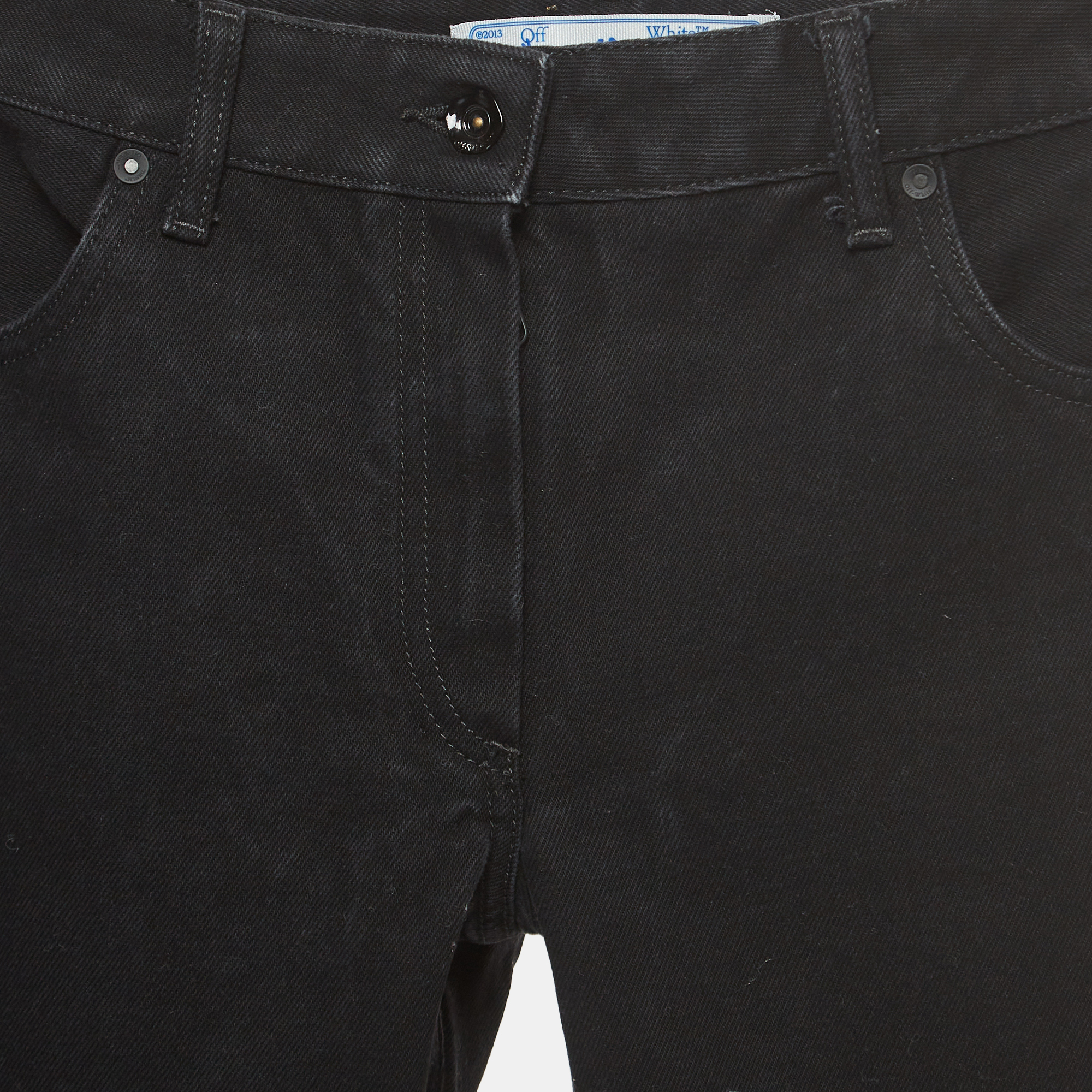 Off-White Black Diagonal Striped Denim High Waist Jeans S Waist 24