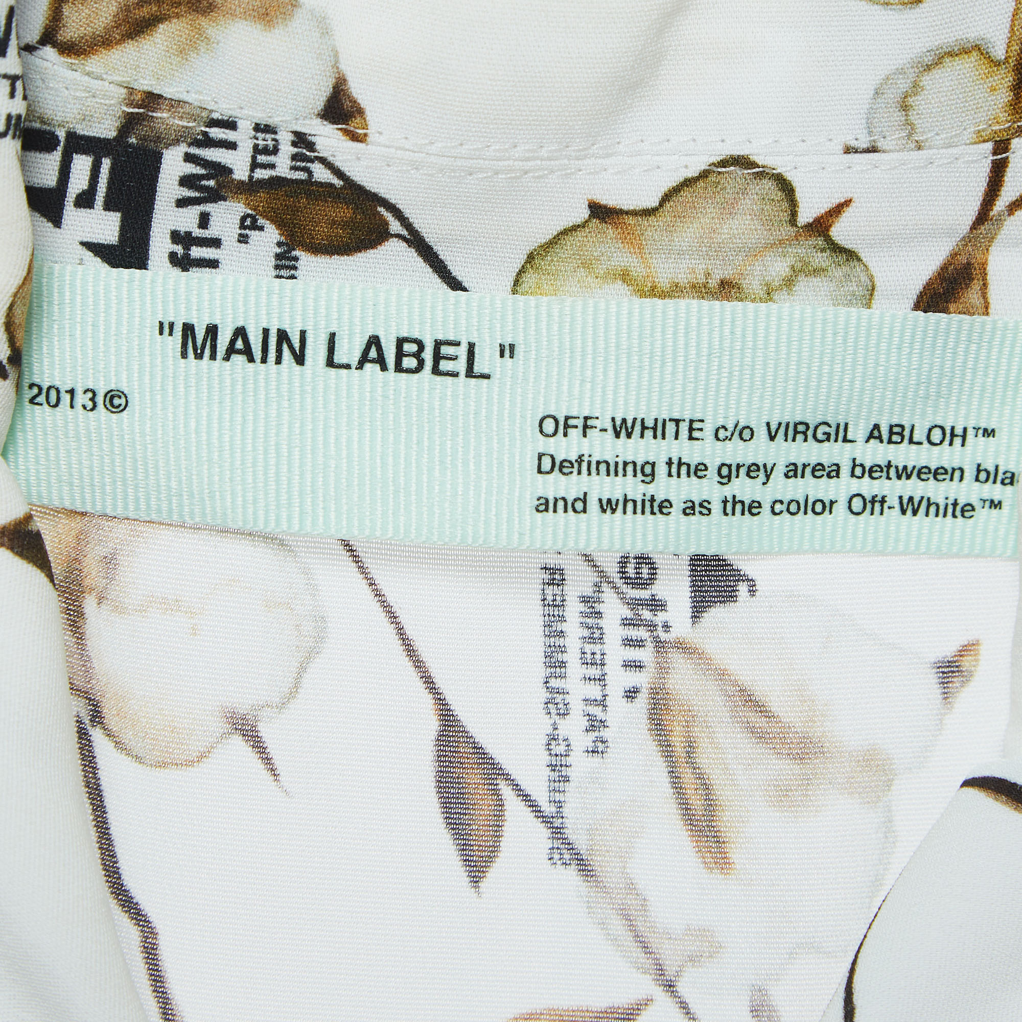 Off-White White Floral Logo Print Crepe Belted Midi Shirt Dress M