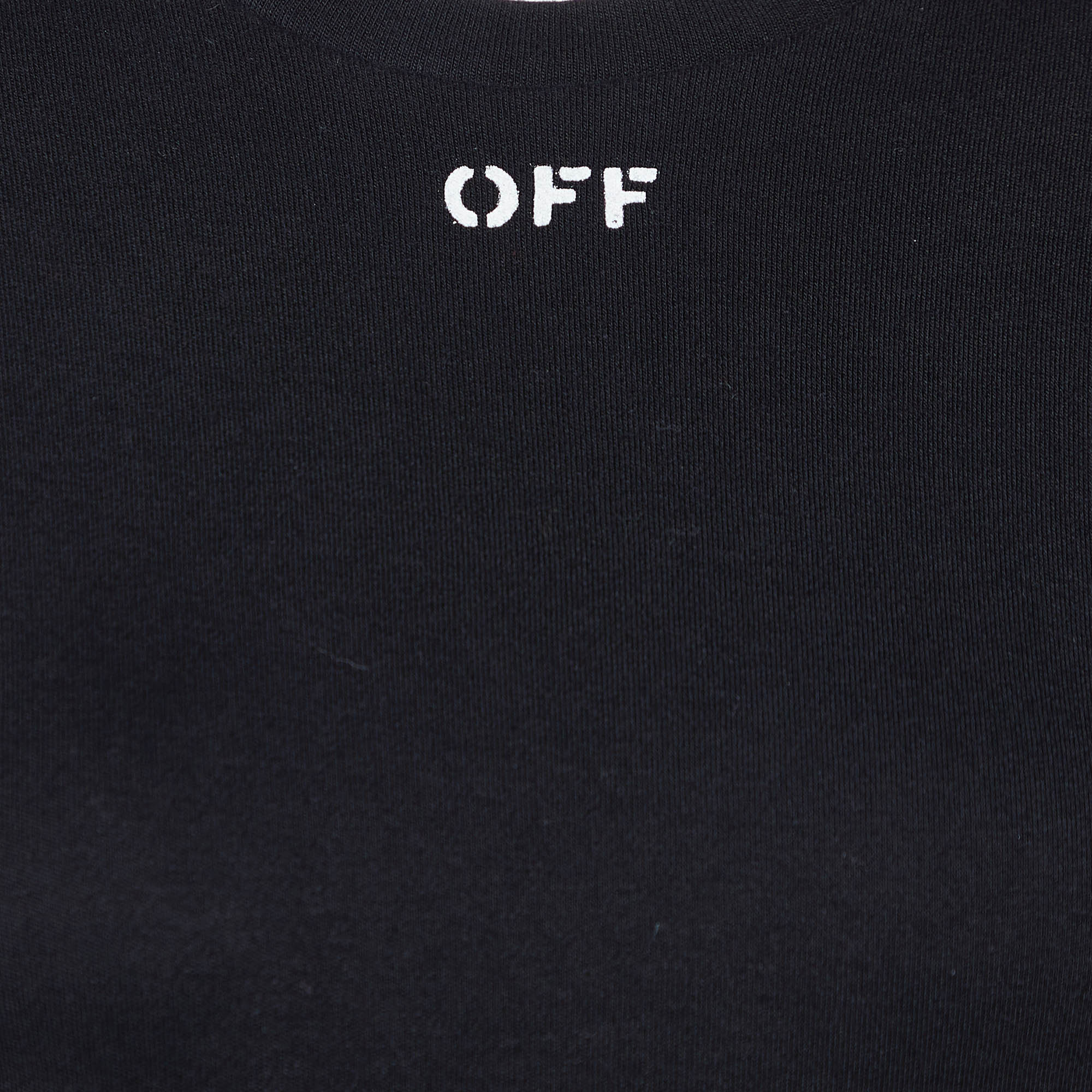 Off-White Black Logo Print Cotton Padded Shoulder T-Shirt S