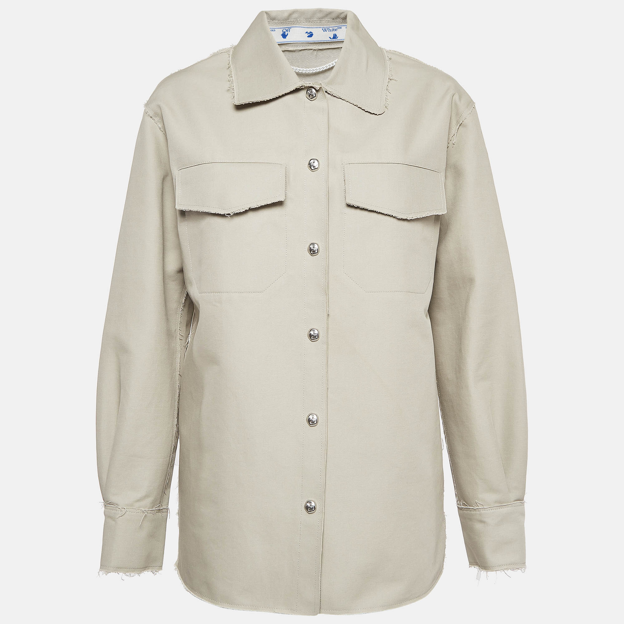 Off-white grey cotton buttoned jacket s