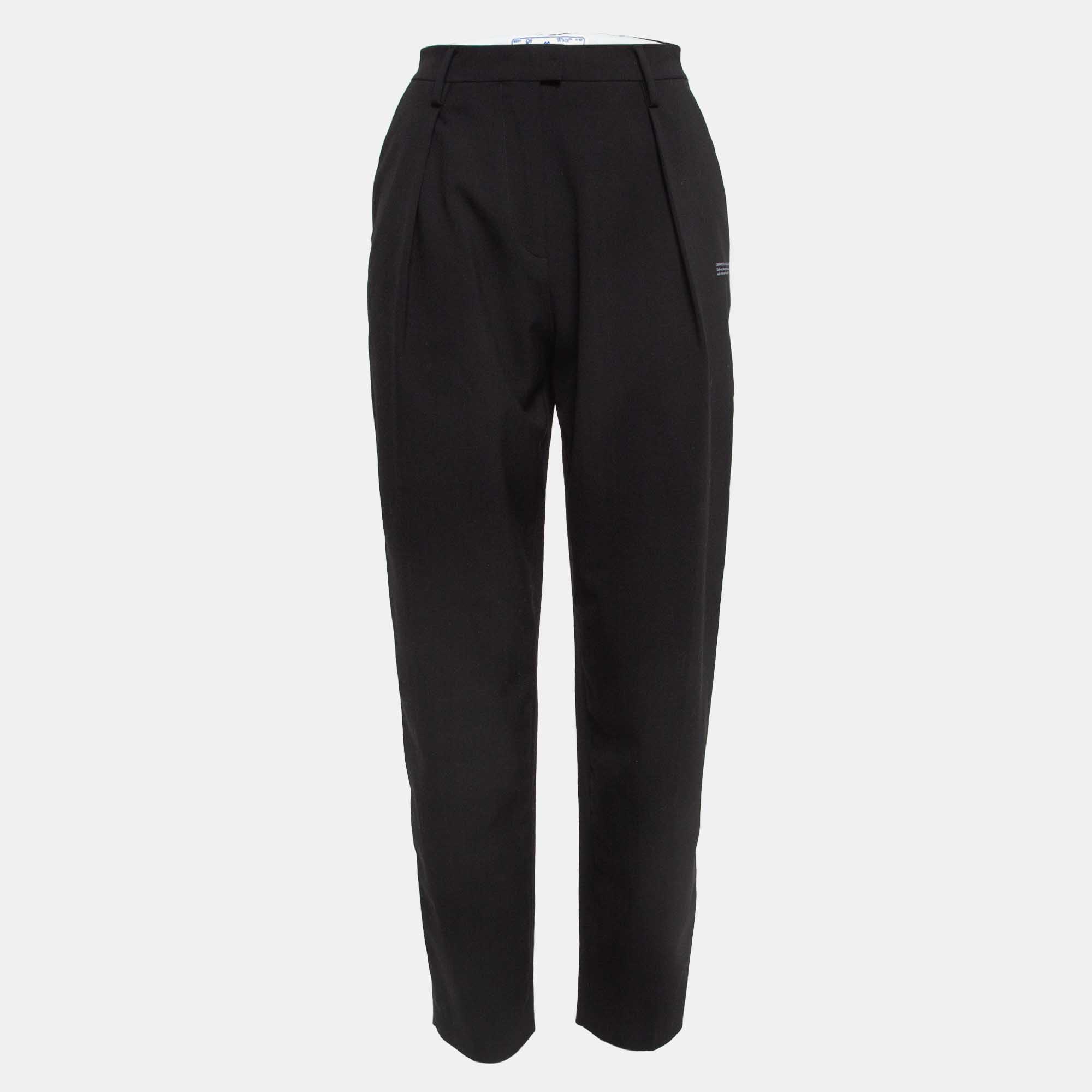 Off-white black printed twill tapered formal trousers s