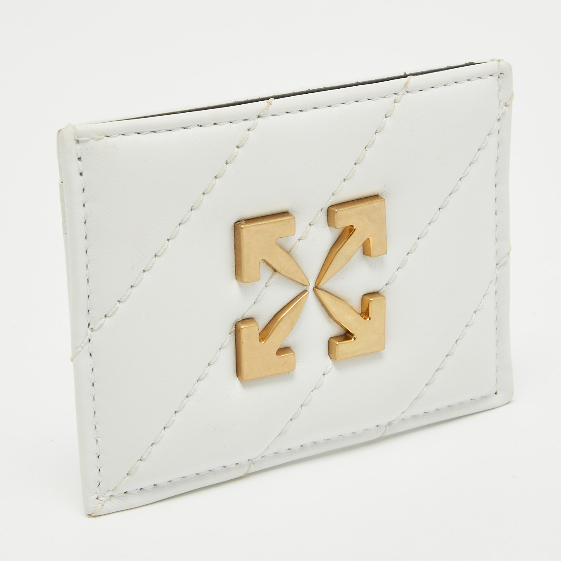 Off-White White Leather Jitney Card Holder