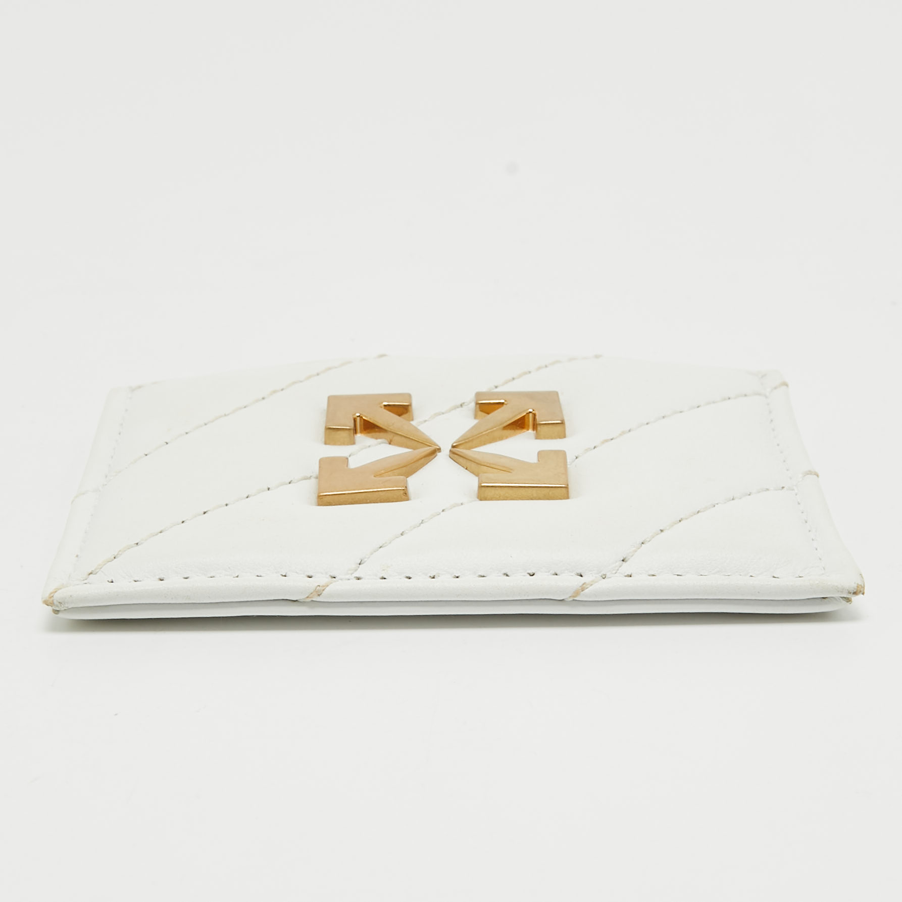 Off-White White Leather Jitney Card Holder