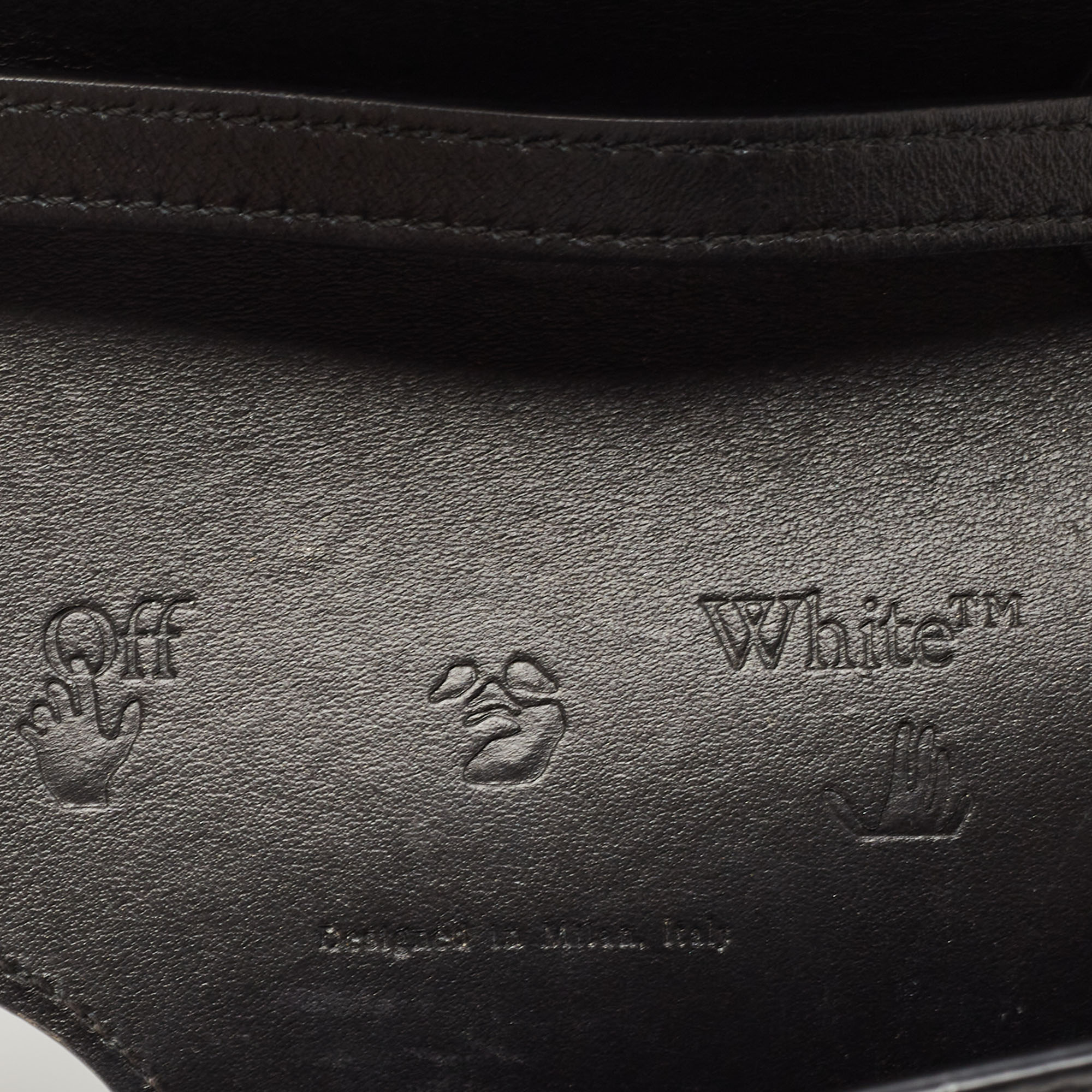 Off-White Black Leather Jitney Holes Flap Crossbody Bag