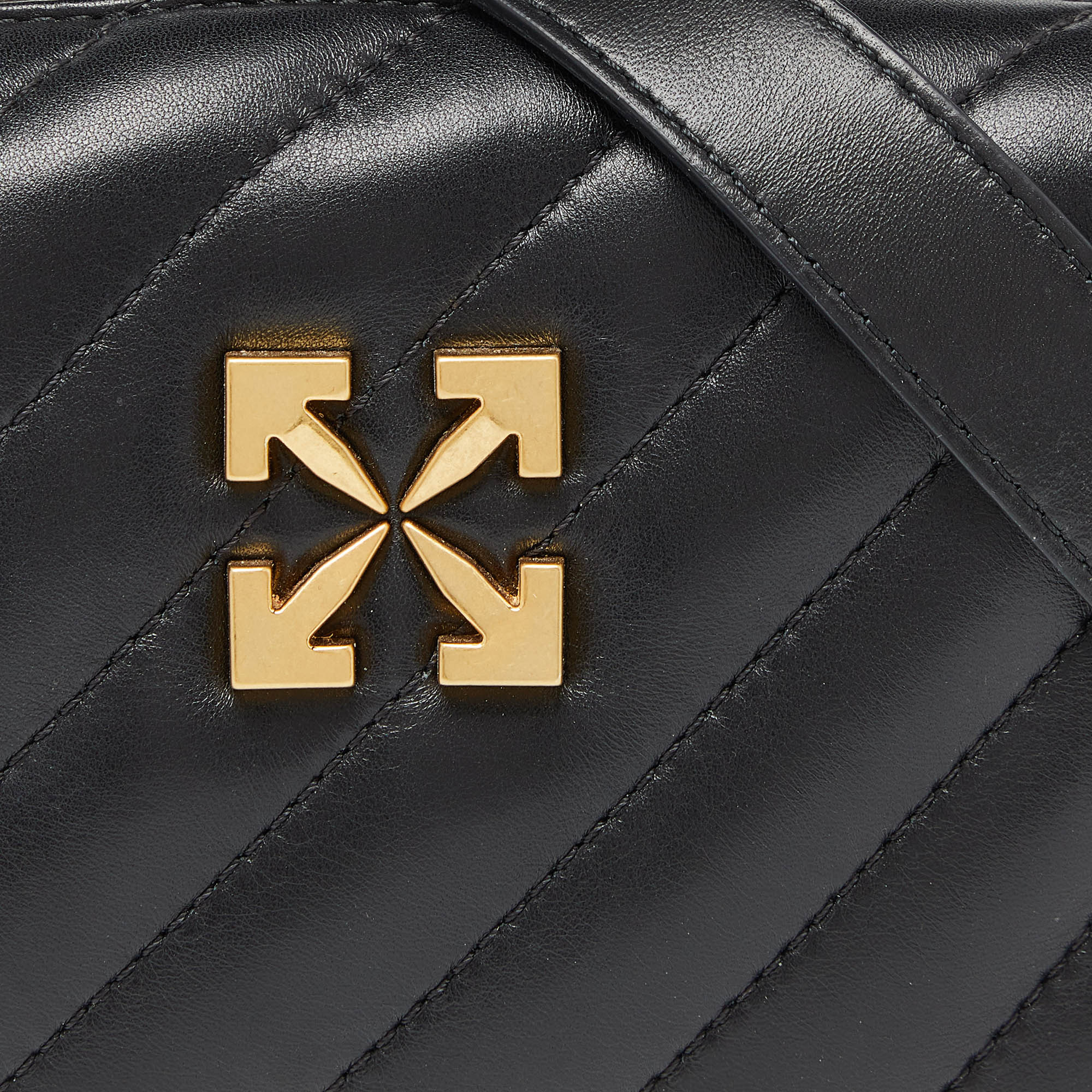 Off-White Black Leather Zip Crossbody Bag