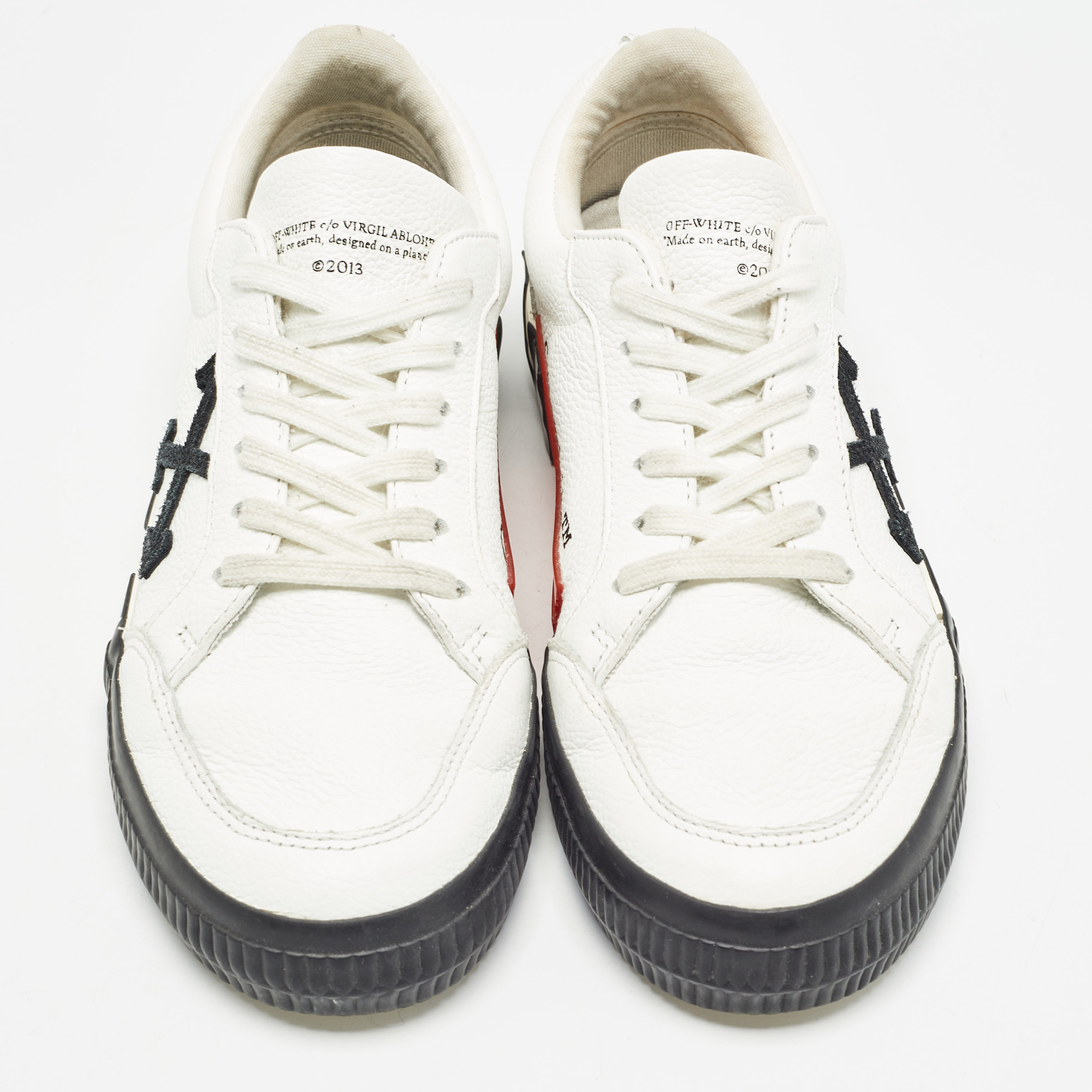 Off-White White Leather Vulcanised Lace Up Sneakers Size 37