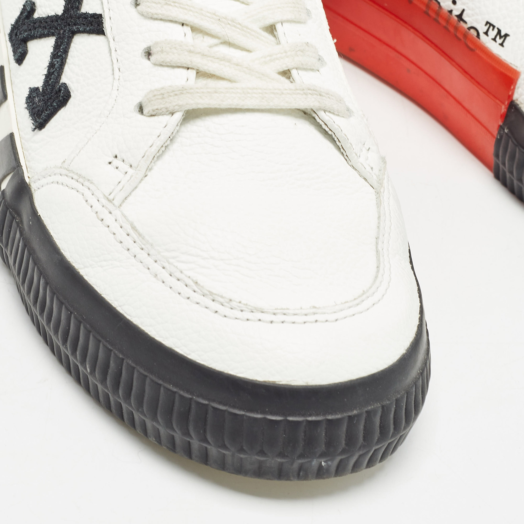 Off-White White Leather Vulcanised Lace Up Sneakers Size 37