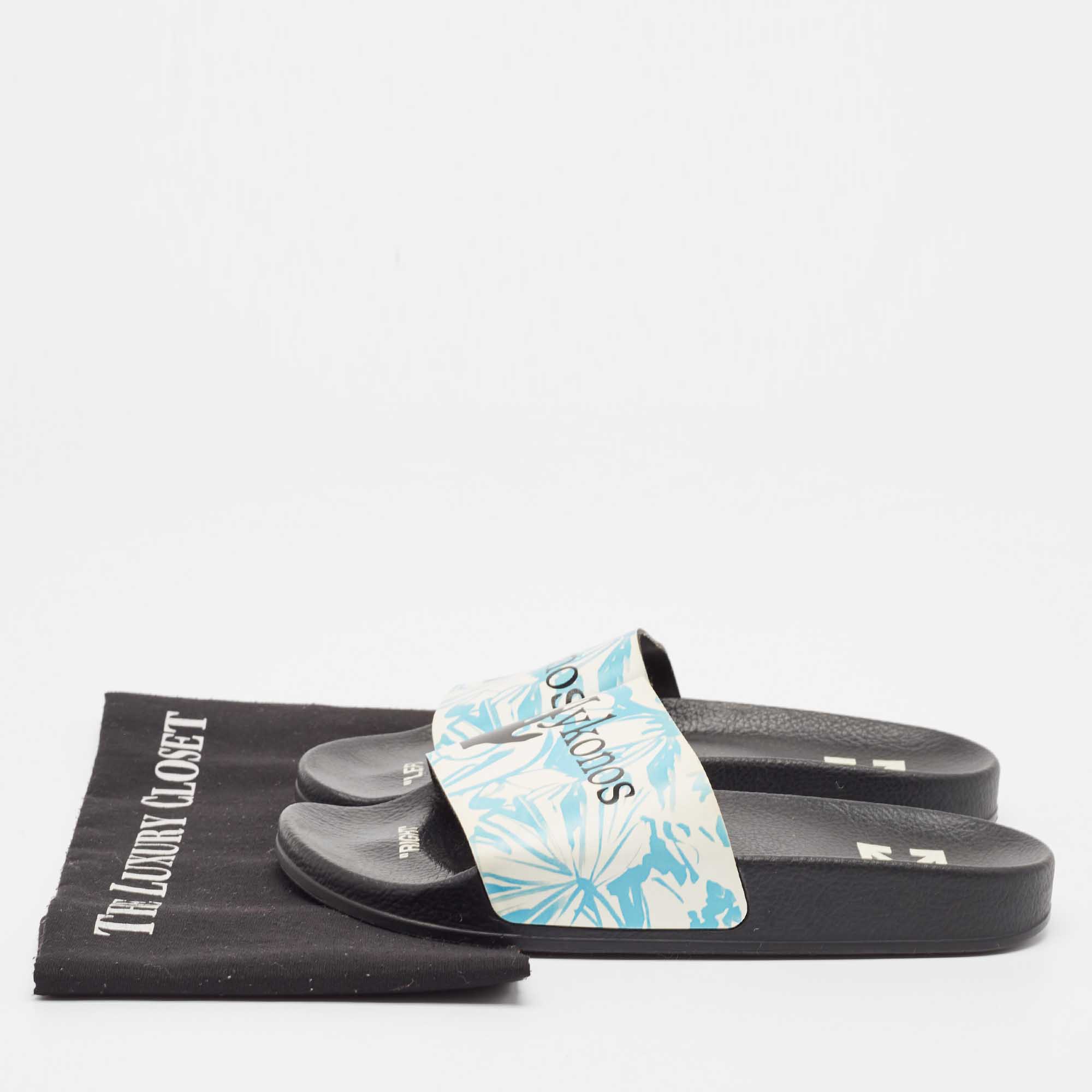 Off-White Two Town Leather Flat Slides Size 39