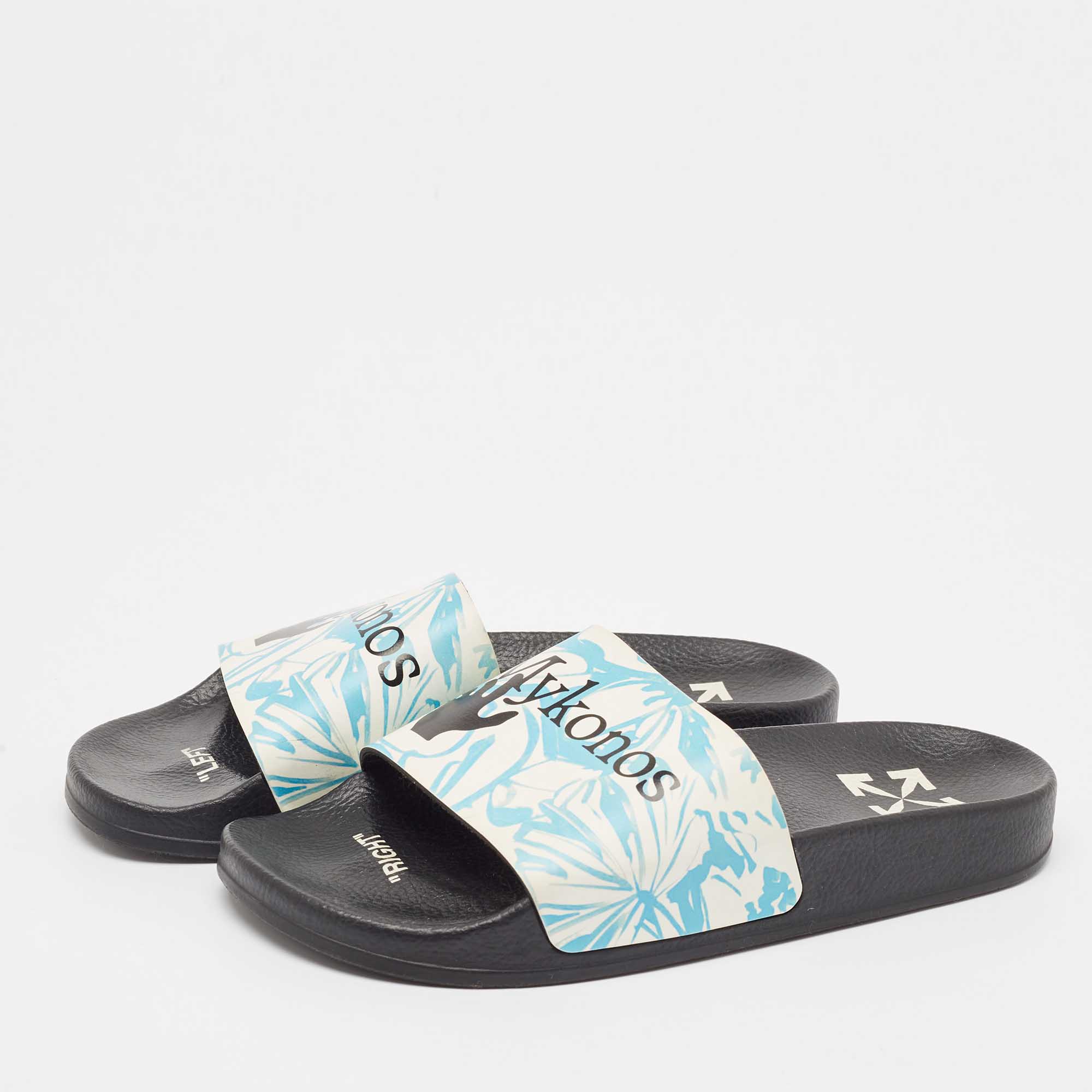 Off-White Two Town Leather Flat Slides Size 39