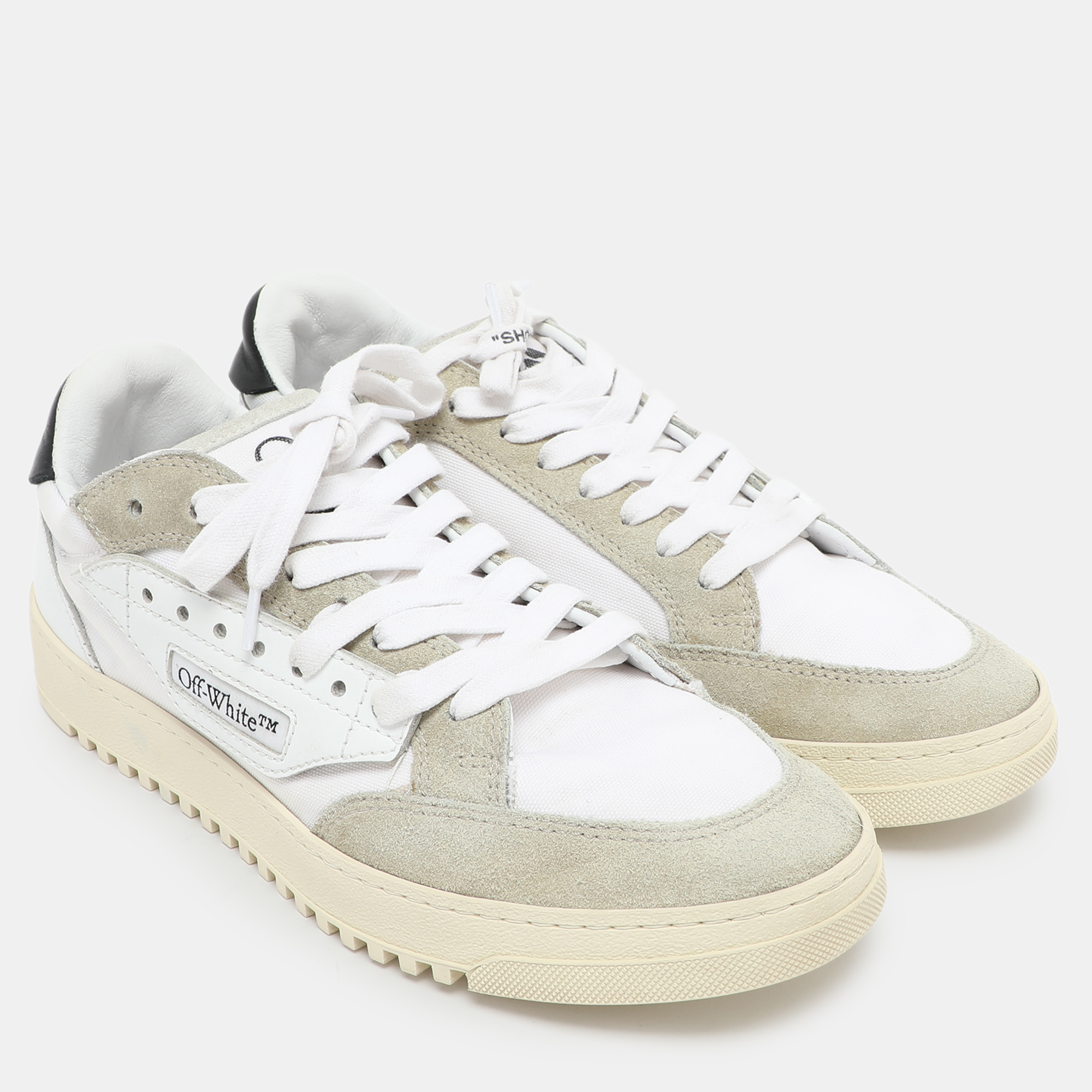 Off-White White/Grey Canvas And Suede 5.0 Low Top Sneakers Size 39