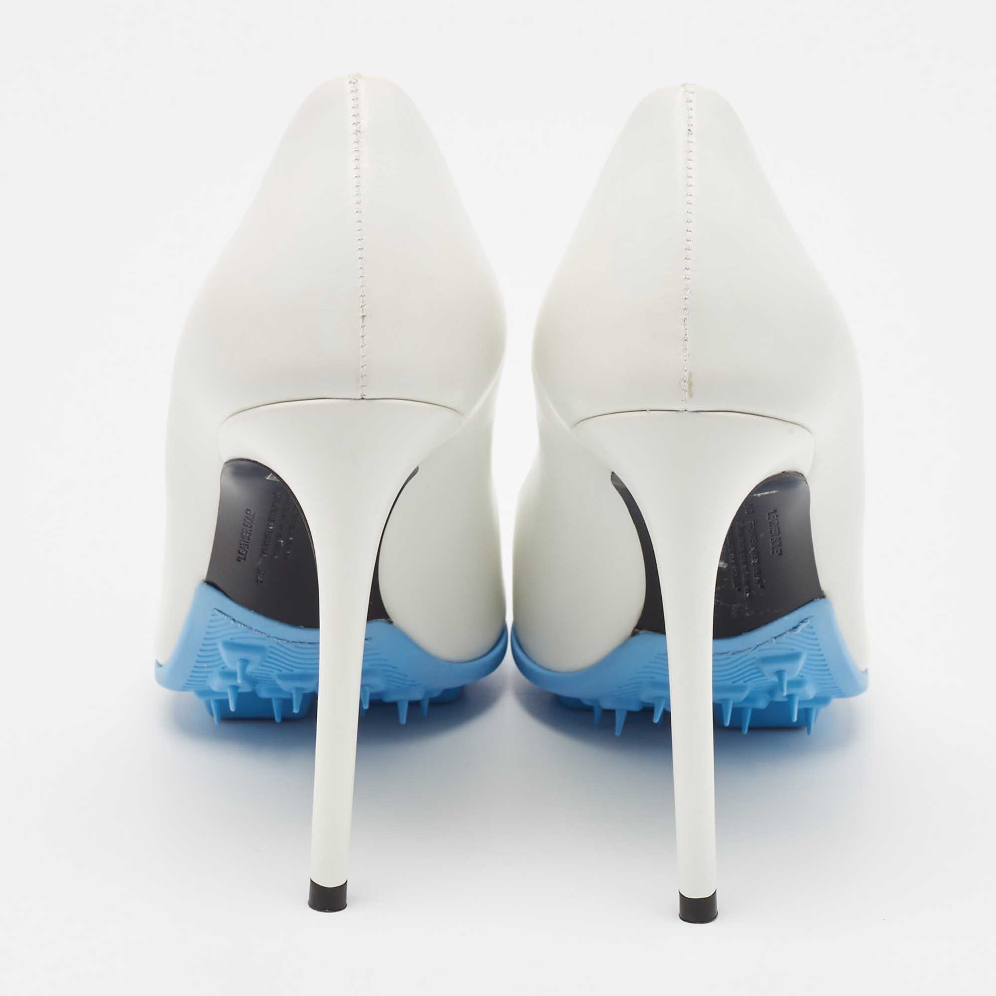 Off-White White Leather Pointed Toe Pumps Size 38