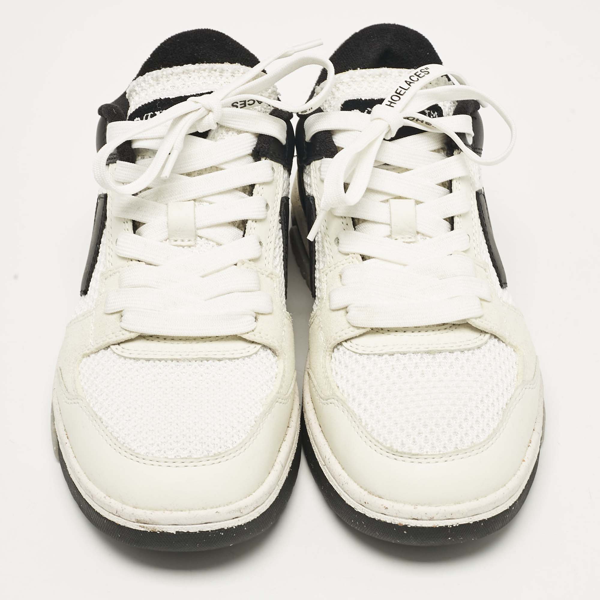 Off-White White/Black Leather And Mesh Slim Out Of Office Sneakers Size 37