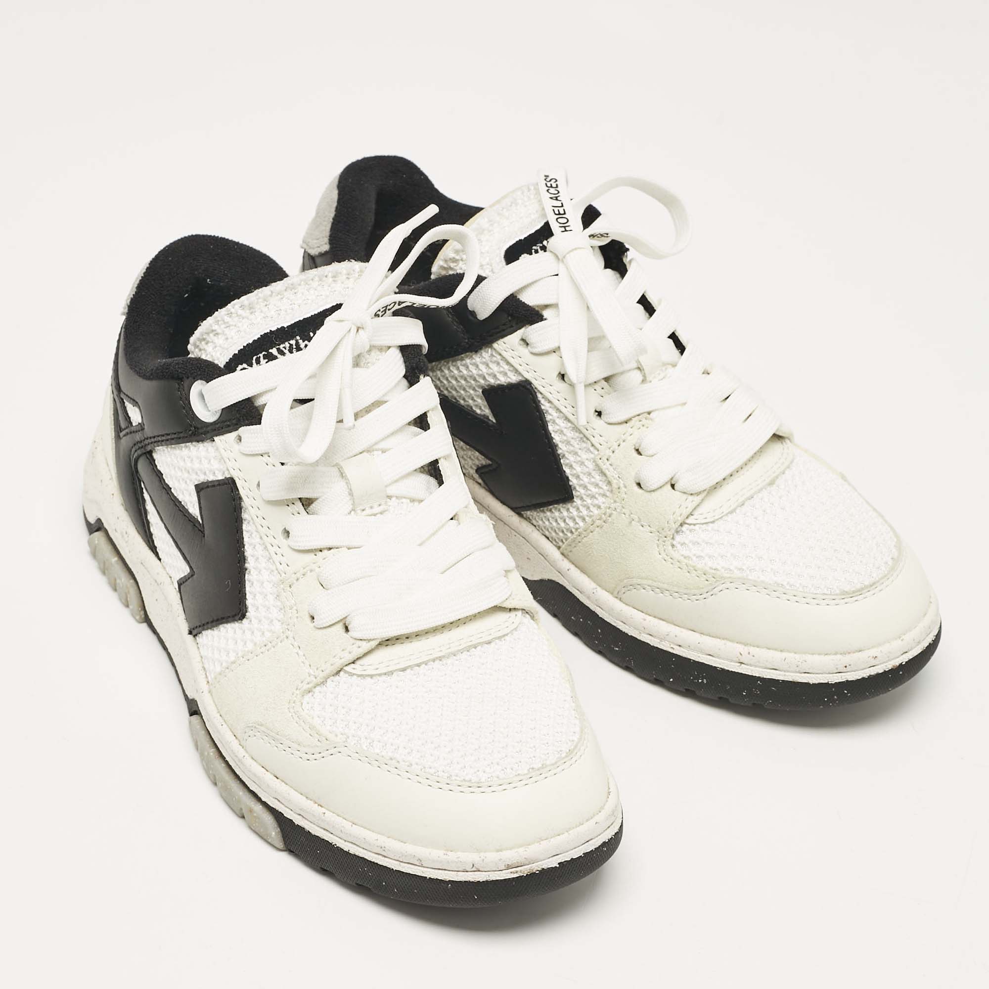 Off-White White/Black Leather And Mesh Slim Out Of Office Sneakers Size 37