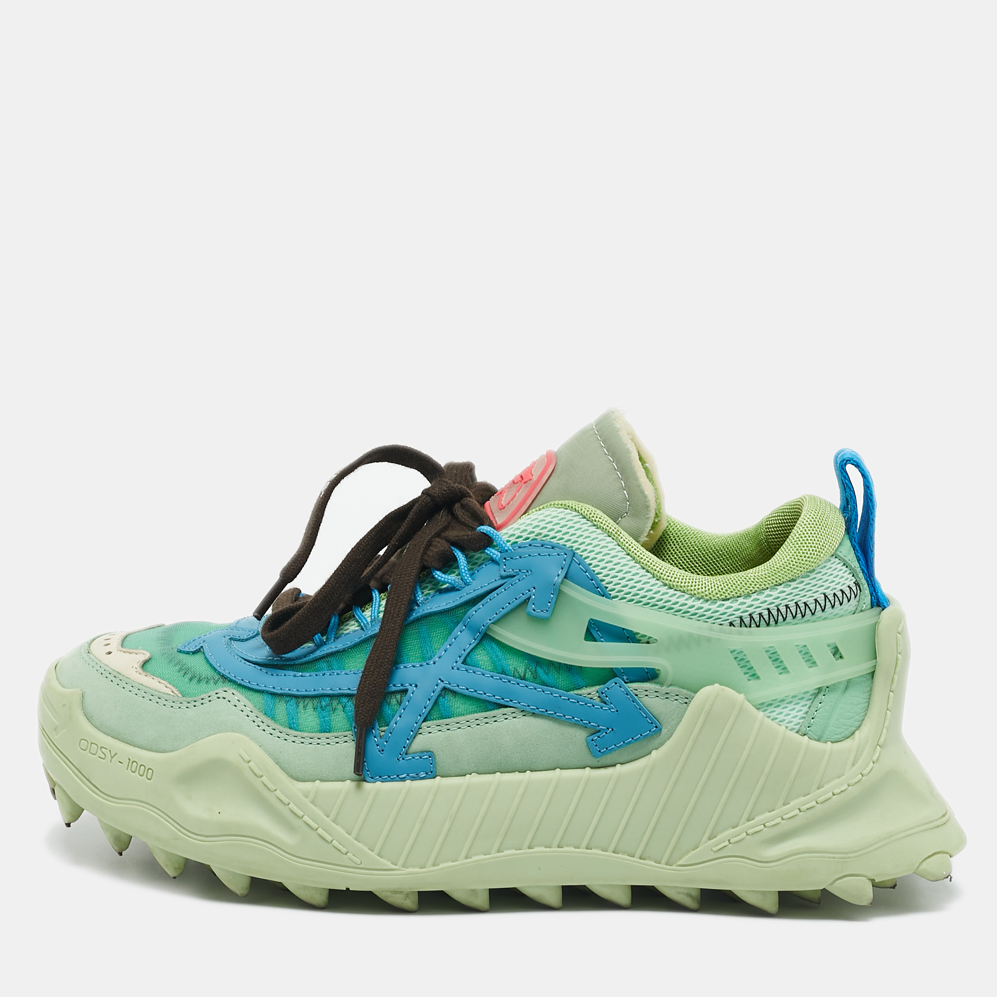 Off-White Green Leather and Mesh Odsy 1000 Lace Up Sneakers Size
Off-White Green Leather and Mesh Odsy 1000 Lace Up Sneakers Size