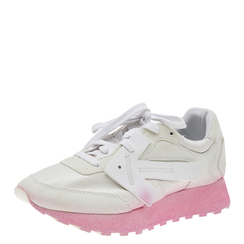 Off-White White Leather, Nylon, and Suede Degrade HG Runner Sneakers Size 38