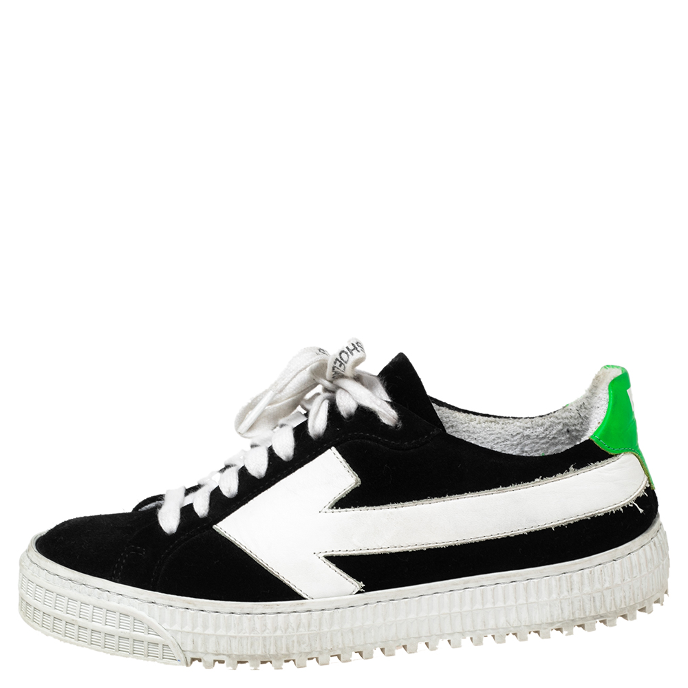 Off-White Black Suede Arrow Low Top Sneakers Size 35