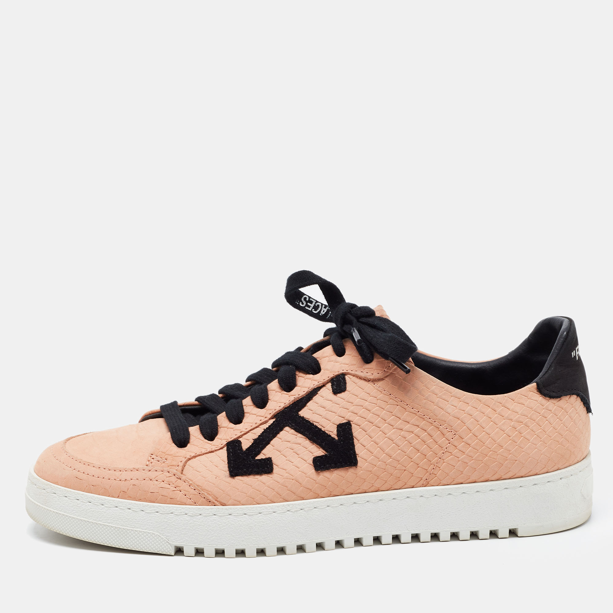 Off-White Pink Python Embossed Leather Low 2.0 Sneakers Size 39