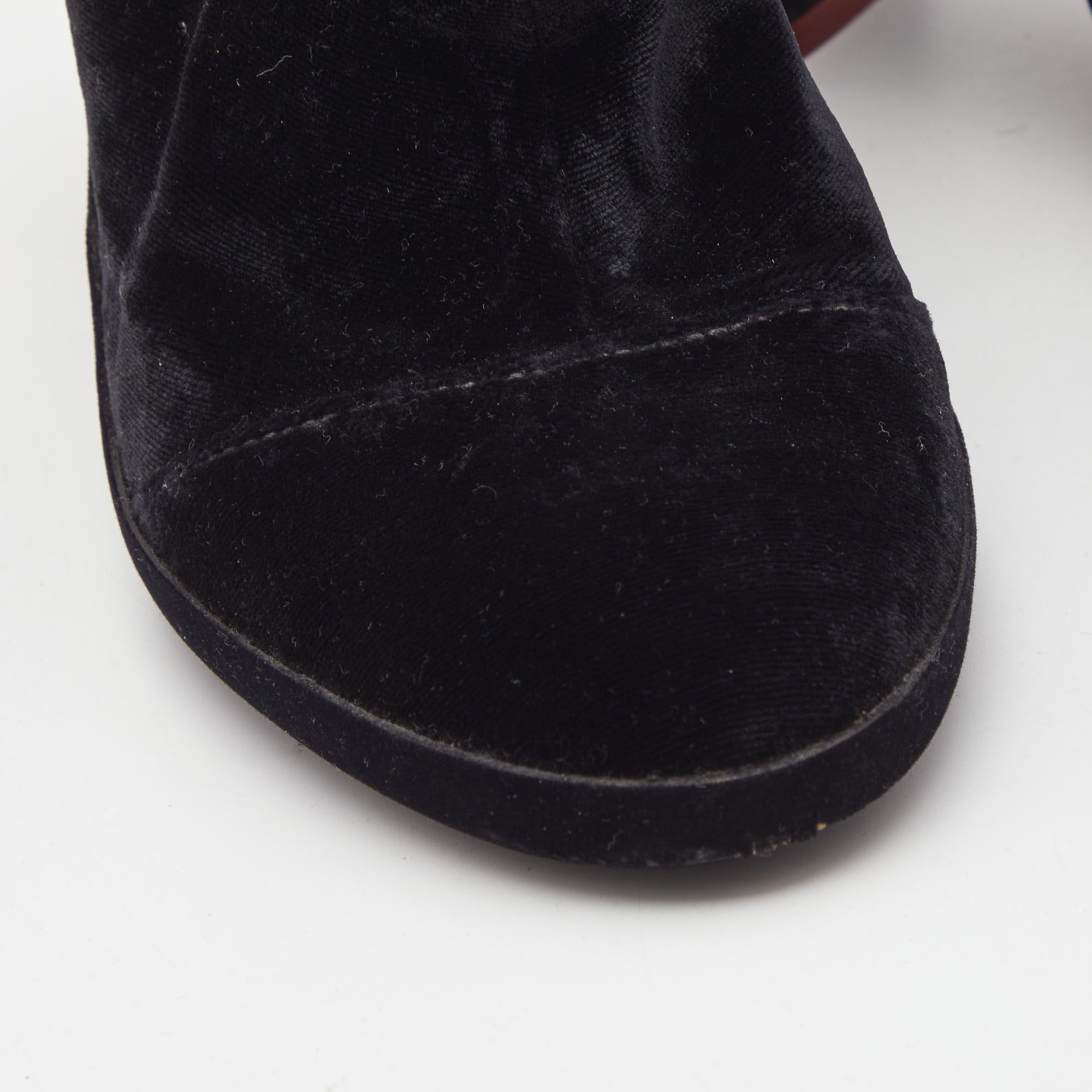 Off-White Black Velvet Block Heel Ankle Boots Size 39