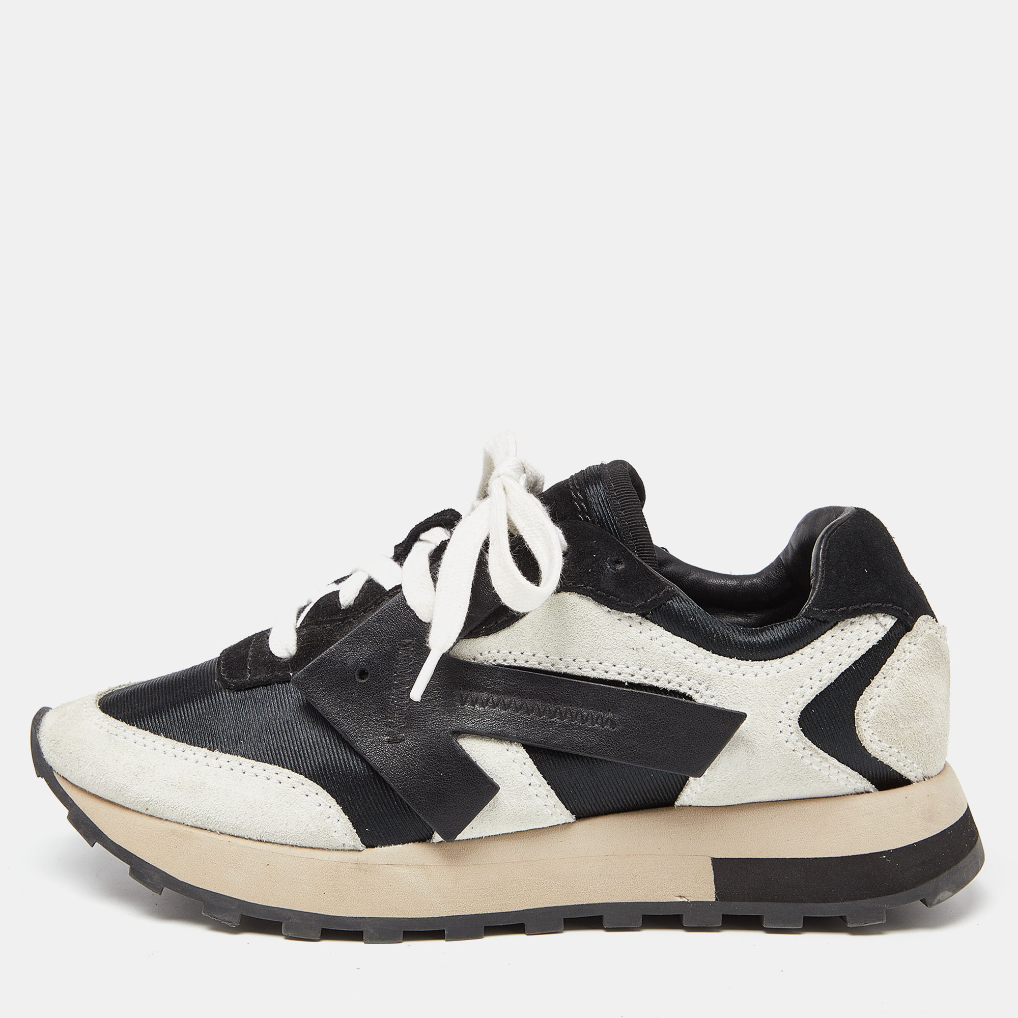 Off-white black/grey suede and fabric arrow hg runner sneakers size 36
