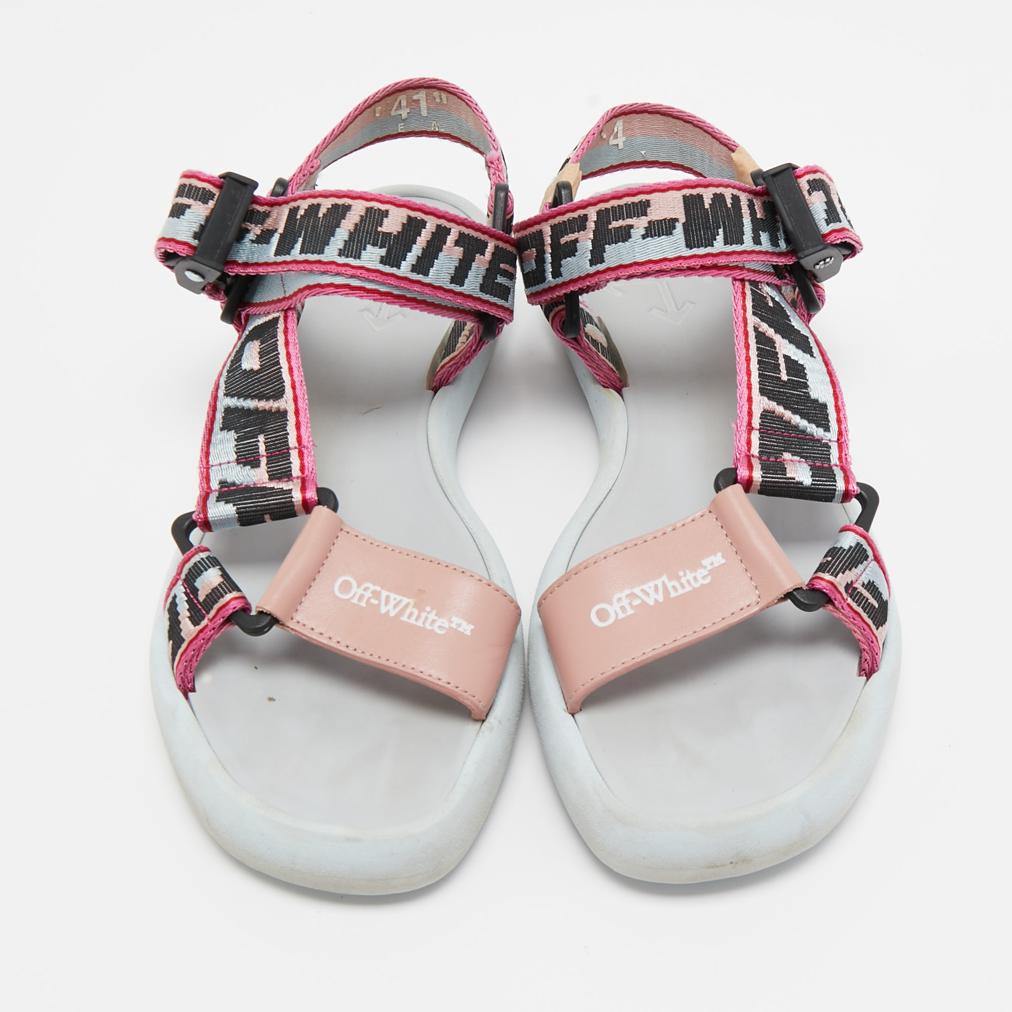 Off-White Multicolor Canvas Preloved Track Logo Slingback Sandals Size  41